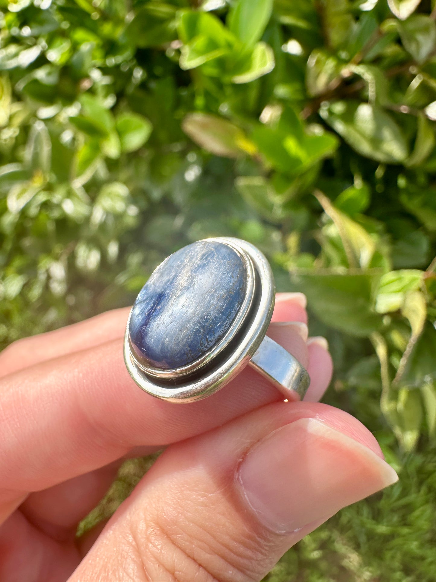 Sterling Silver Kyanite Ring Size 7.75 - Natural Gemstone Jewelry - Elegant Boho Style Statement Ring - Unique Gift for Her