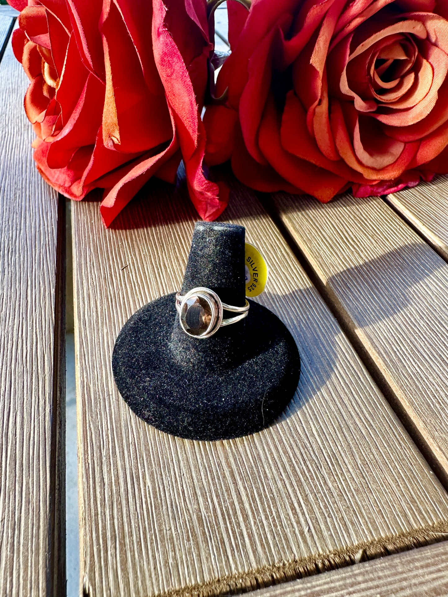 Elegant Smoky Quartz Sterling Silver Ring - Size 6, Sophisticated Handcrafted Jewelry for Grounding and Protection