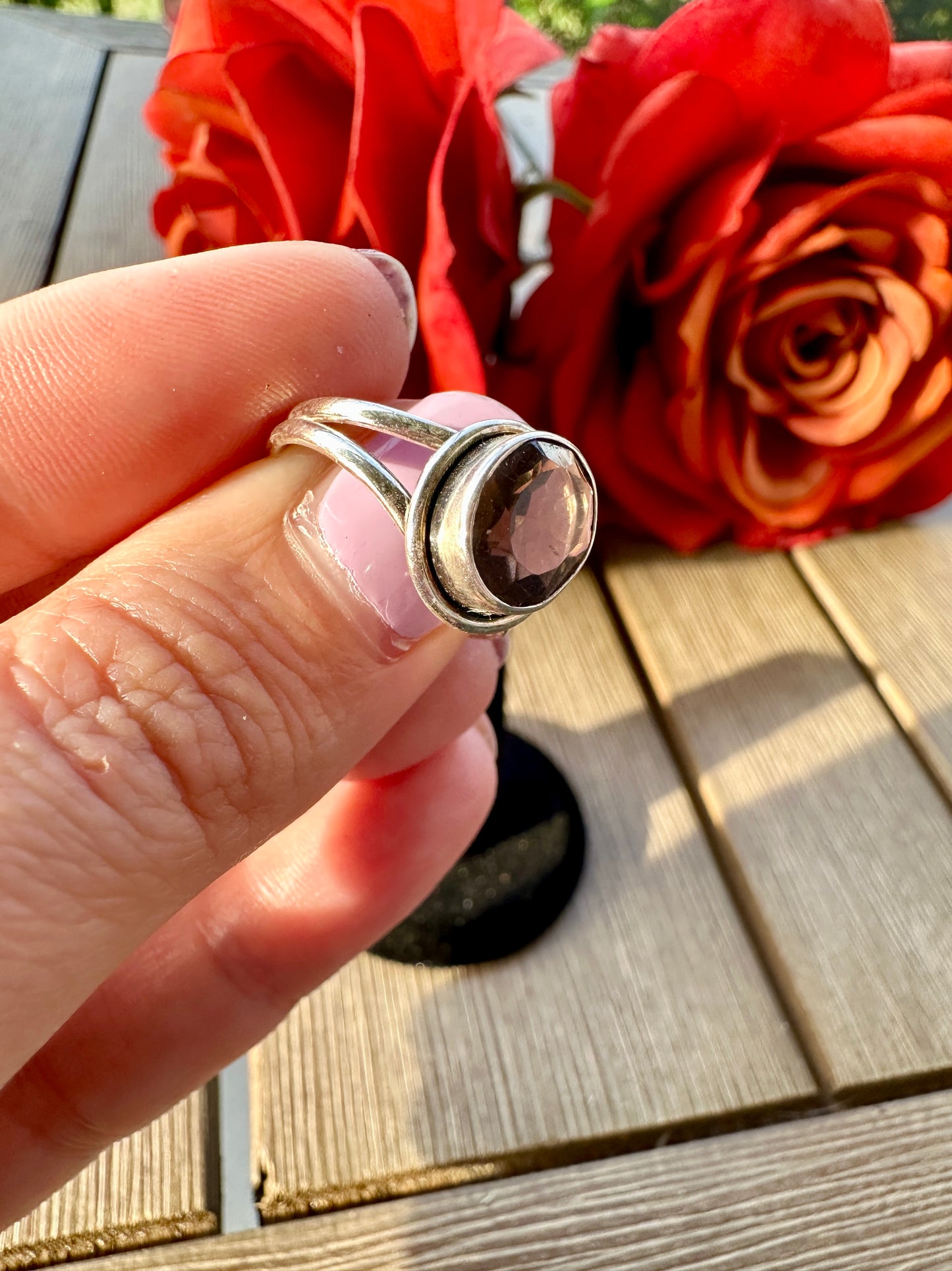 Elegant Smoky Quartz Sterling Silver Ring - Size 6, Sophisticated Handcrafted Jewelry for Grounding and Protection