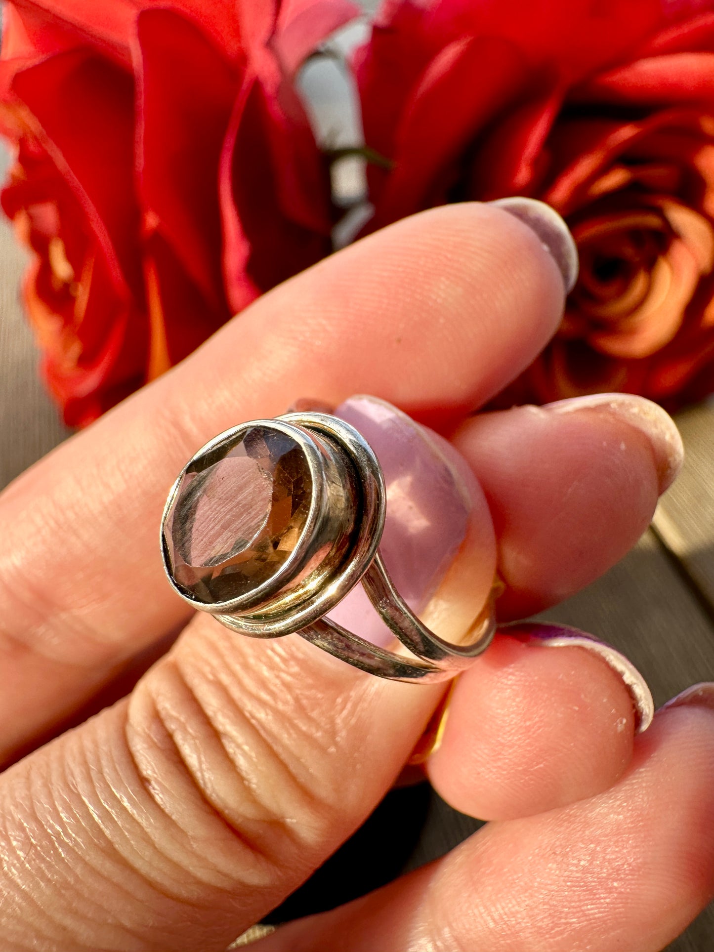 Elegant Smoky Quartz Sterling Silver Ring - Size 6, Sophisticated Handcrafted Jewelry for Grounding and Protection