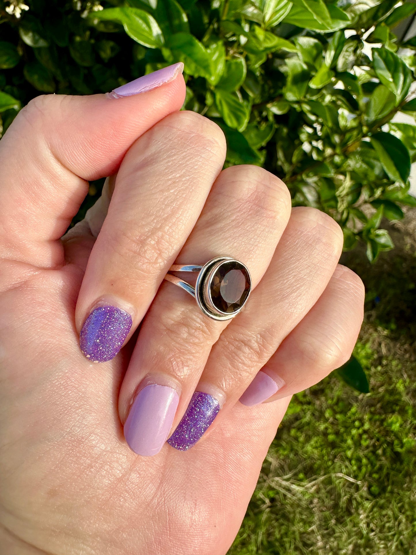 Elegant Smoky Quartz Sterling Silver Ring - Size 6, Sophisticated Handcrafted Jewelry for Grounding and Protection