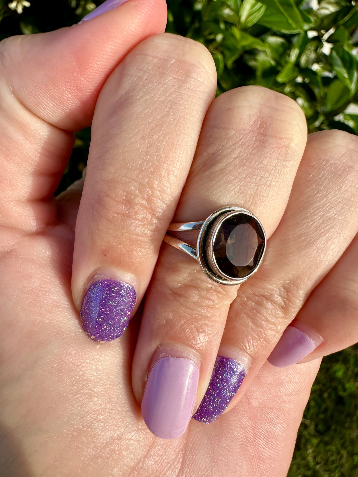 Elegant Smoky Quartz Sterling Silver Ring - Size 6, Sophisticated Handcrafted Jewelry for Grounding and Protection