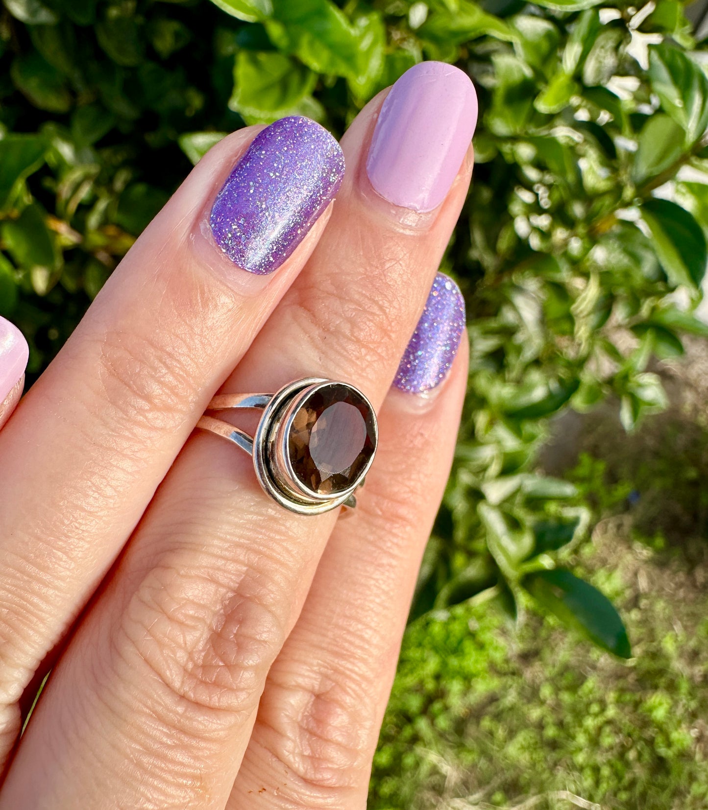 Elegant Smoky Quartz Sterling Silver Ring - Size 6, Sophisticated Handcrafted Jewelry for Grounding and Protection