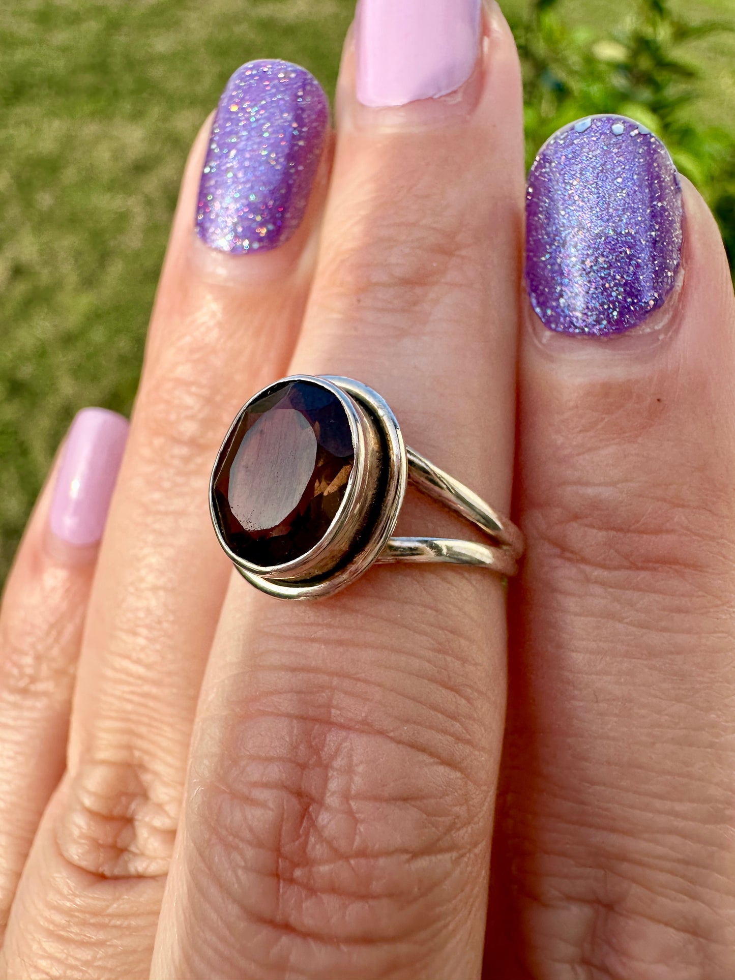 Elegant Smoky Quartz Sterling Silver Ring - Size 6, Sophisticated Handcrafted Jewelry for Grounding and Protection