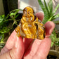 Tiger's Eye Buddha Carving: Spiritual Decor for Meditation and Harmony, Gemstone Statue for Inner Peace