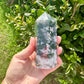 Moss Agate Tower - Natural Gemstone Decor - Unique Healing Stone Point - Elegant Boho Style Home Accent