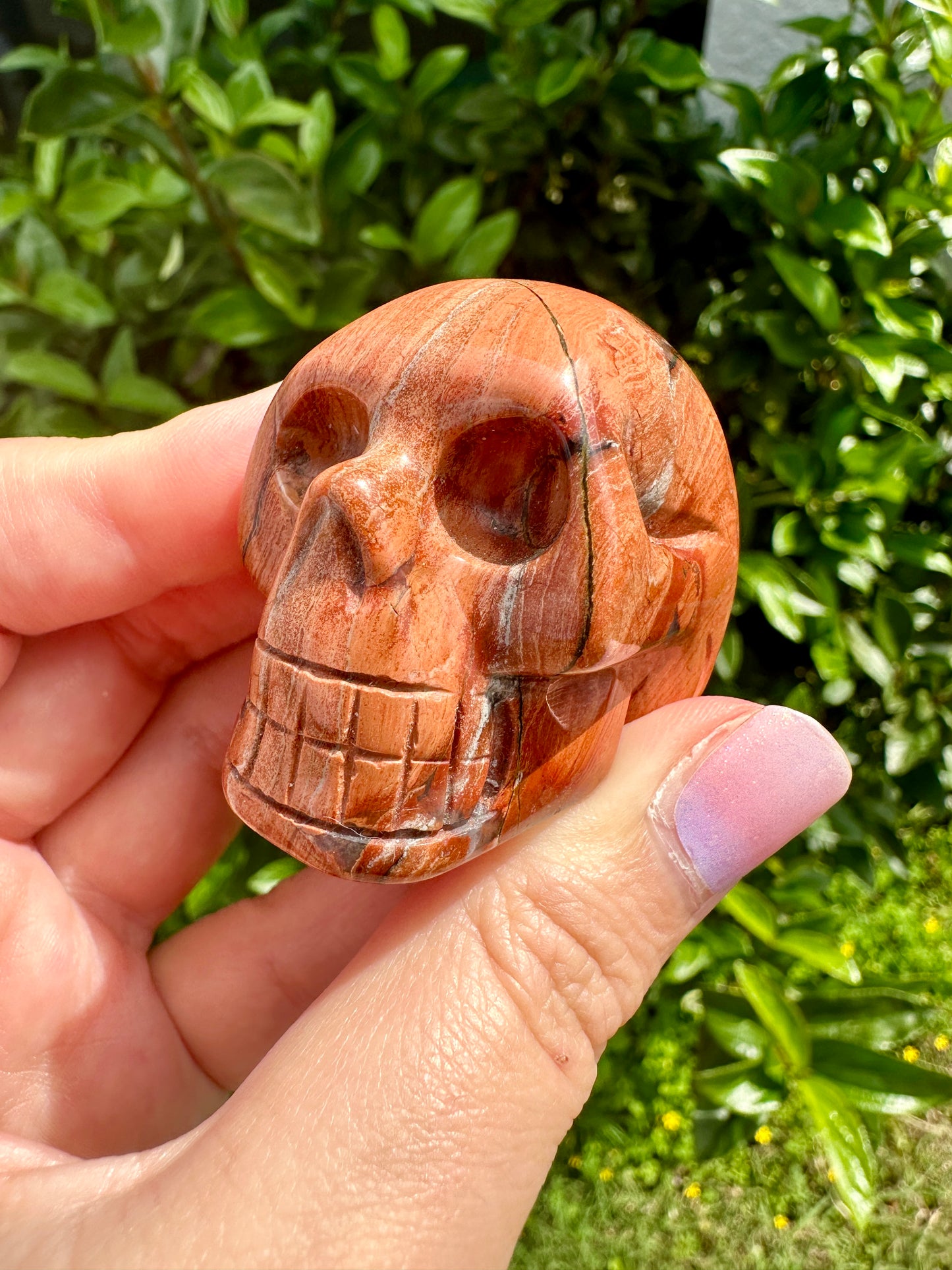 Brecciated Jasper Skull Carving: Unique Handcrafted Gemstone Skull, Vibrant Red & Patterned Jasper Decor Piece, Mystical & Earthy Home Decor