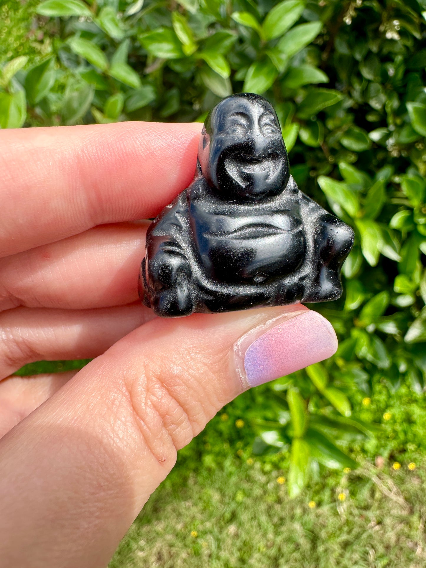 Black Obsidian Carved Buddha: Serene Meditation Figurine, Protective Energy & Spiritual Enlightenment, Zen Decor for Peaceful Space