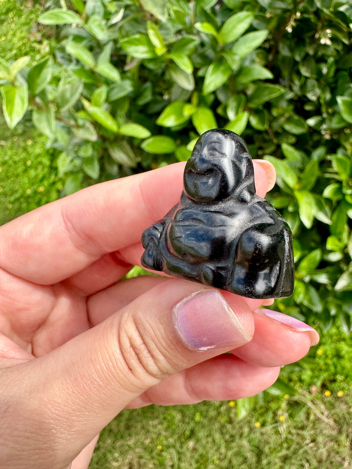 Black Obsidian Carved Buddha: Serene Meditation Figurine, Protective Energy & Spiritual Enlightenment, Zen Decor for Peaceful Space