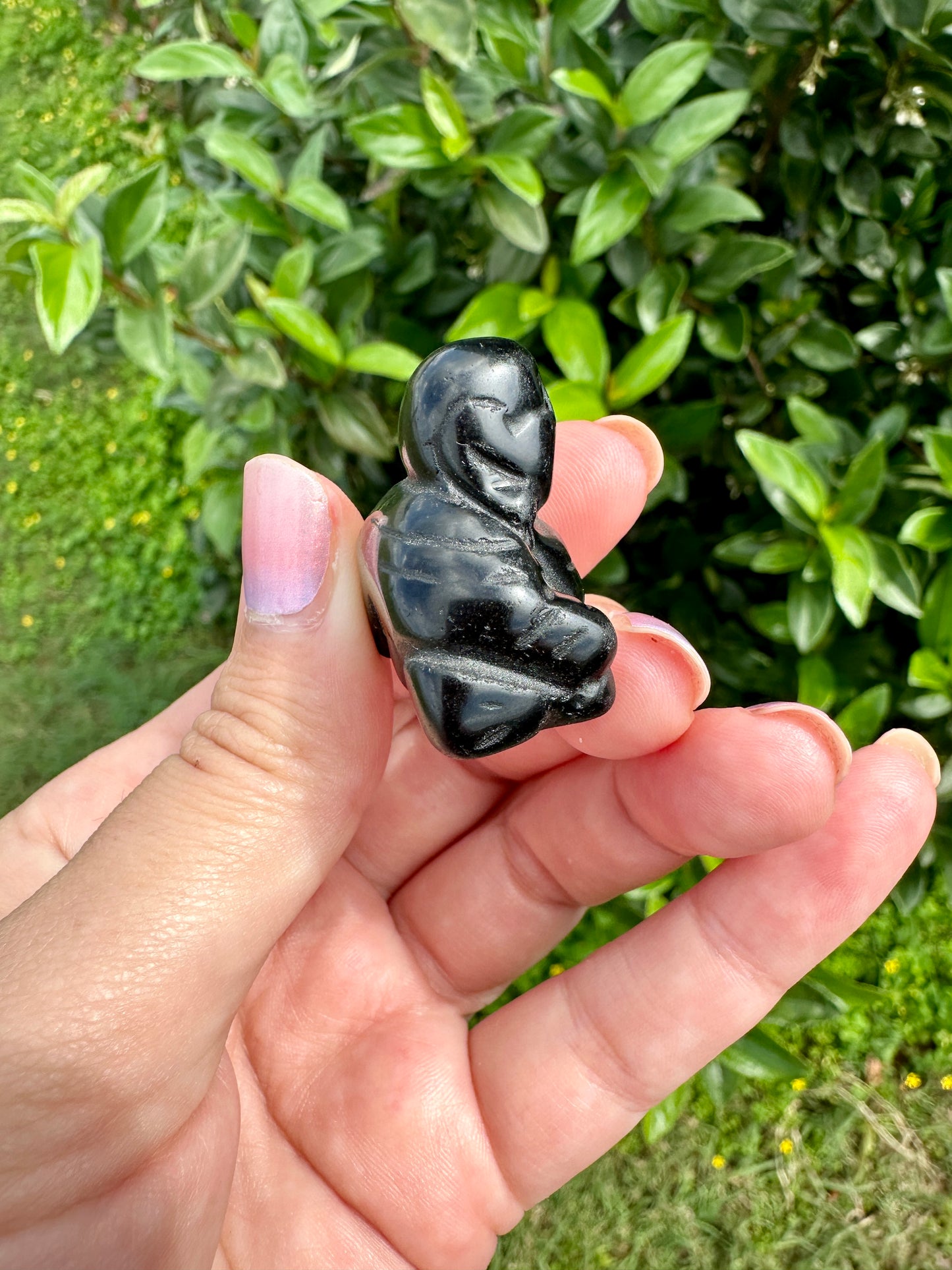 Black Obsidian Carved Buddha: Serene Meditation Figurine, Protective Energy & Spiritual Enlightenment, Zen Decor for Peaceful Space