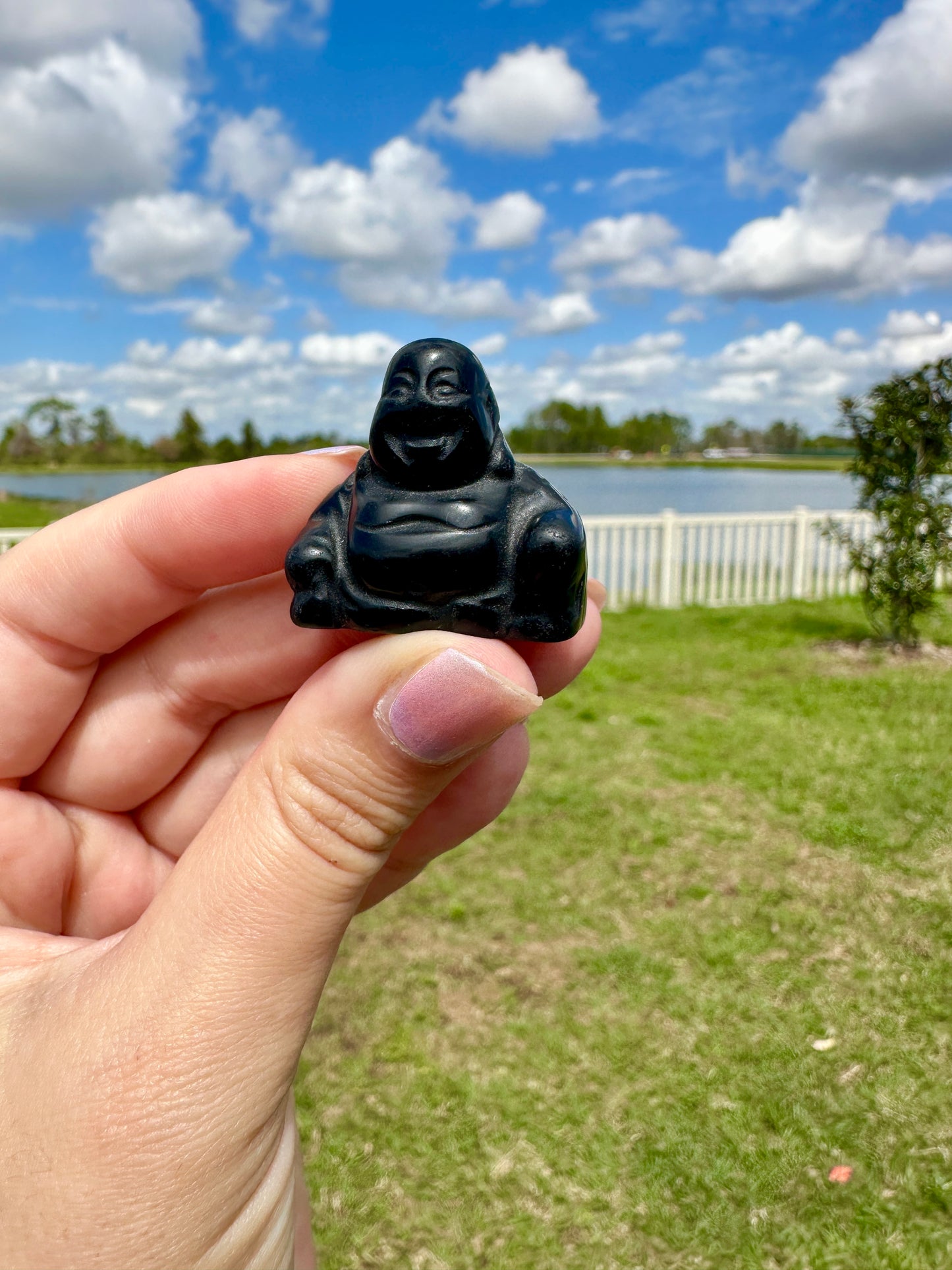 Black Obsidian Carved Buddha: Serene Meditation Figurine, Protective Energy & Spiritual Enlightenment, Zen Decor for Peaceful Space