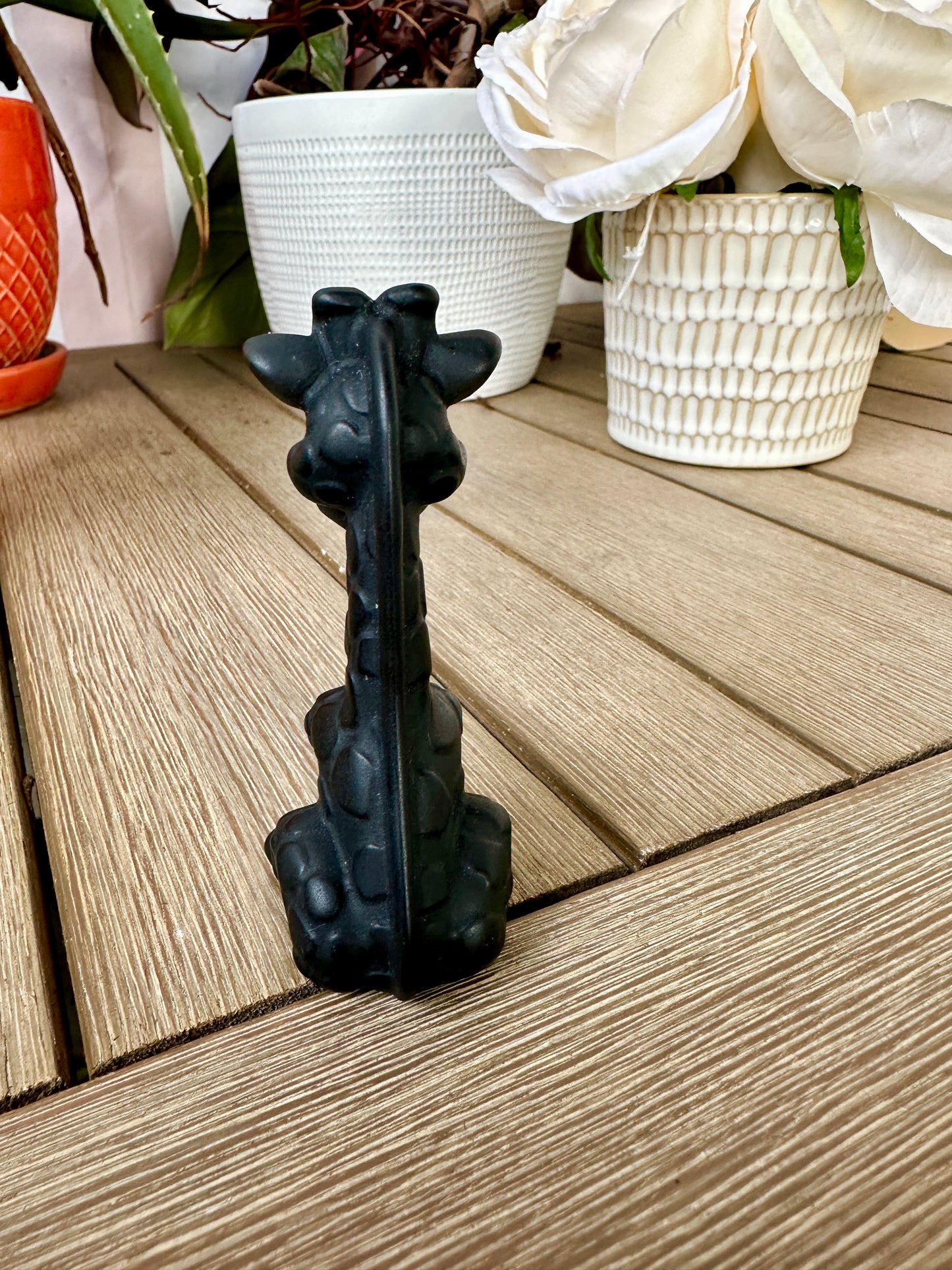 Black Obsidian Giraffe Carving - Natural Gemstone Decor - Unique Healing Stone Sculpture - Elegant Boho Style Home Accent