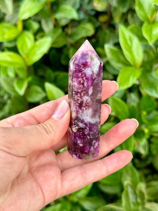 Gem Lepidolite Tower: Exquisite Purple Crystal Point, High-Quality Lepidolite Gemstone, Soothing Energy & Spiritual Decor Piece