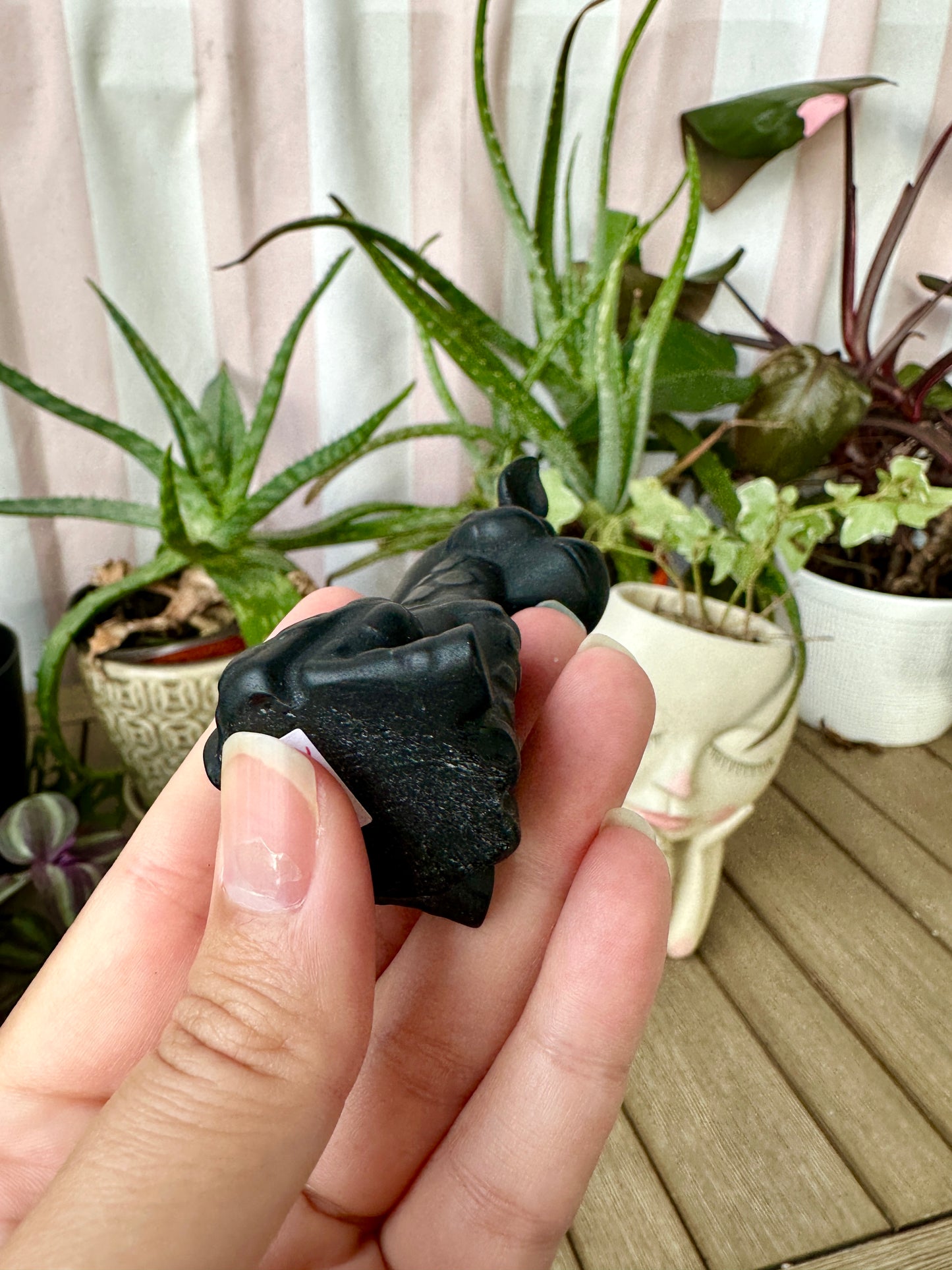 Black Obsidian Giraffe Carving - Natural Gemstone Decor - Unique Healing Stone Sculpture - Elegant Boho Style Home Accent