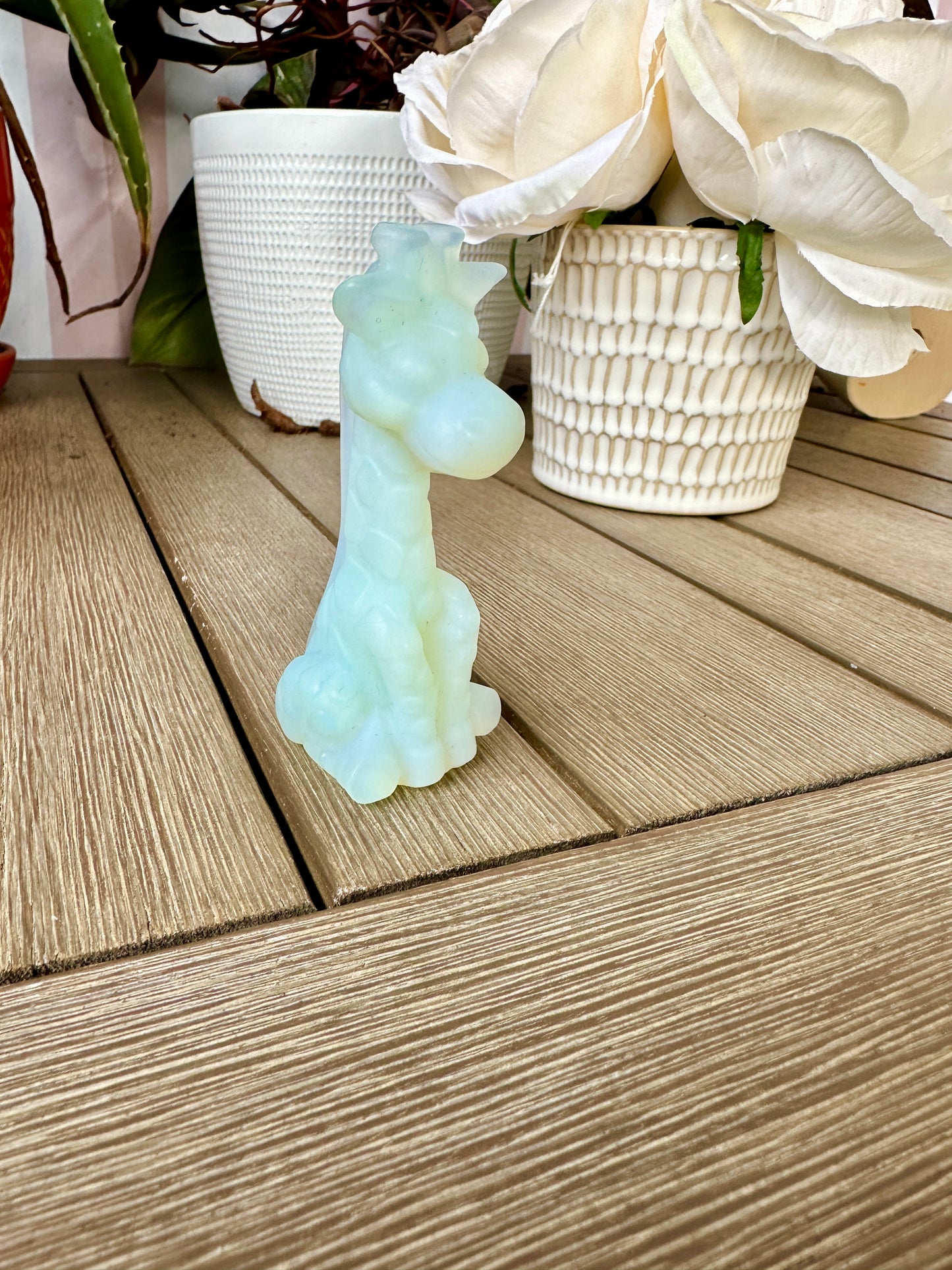 Opalite Giraffe Carving - Natural Gemstone Decor - Unique Healing Stone Sculpture - Elegant Boho Style Home Accent