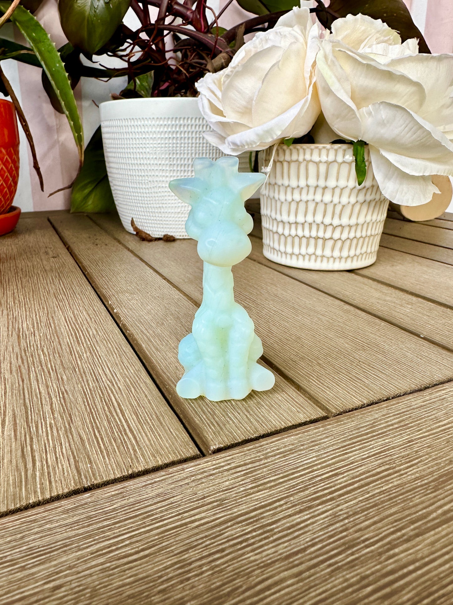 Opalite Giraffe Carving - Natural Gemstone Decor - Unique Healing Stone Sculpture - Elegant Boho Style Home Accent