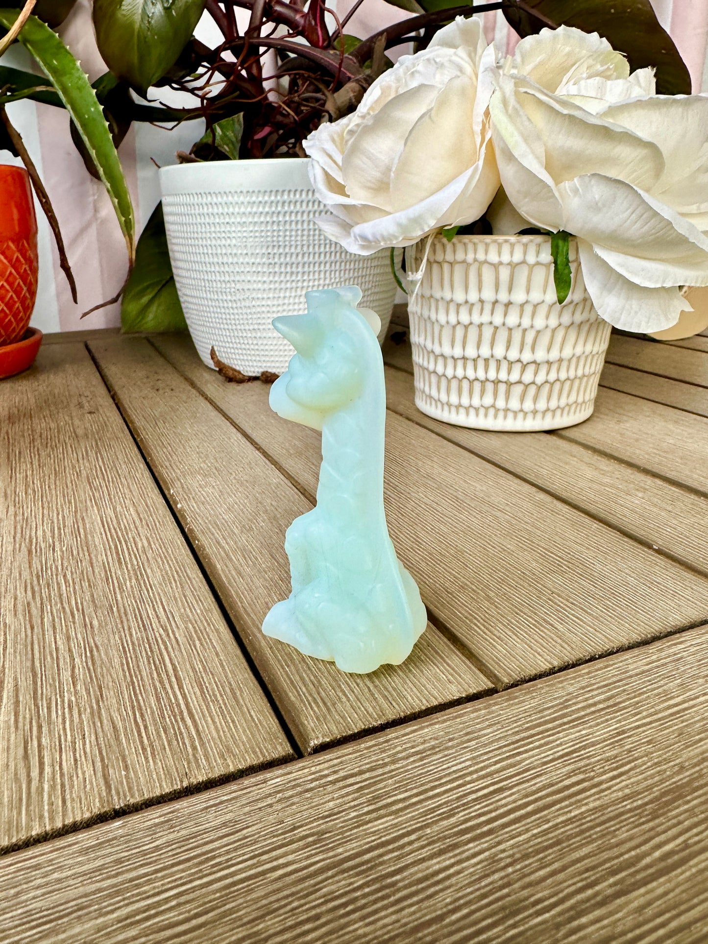 Opalite Giraffe Carving - Natural Gemstone Decor - Unique Healing Stone Sculpture - Elegant Boho Style Home Accent