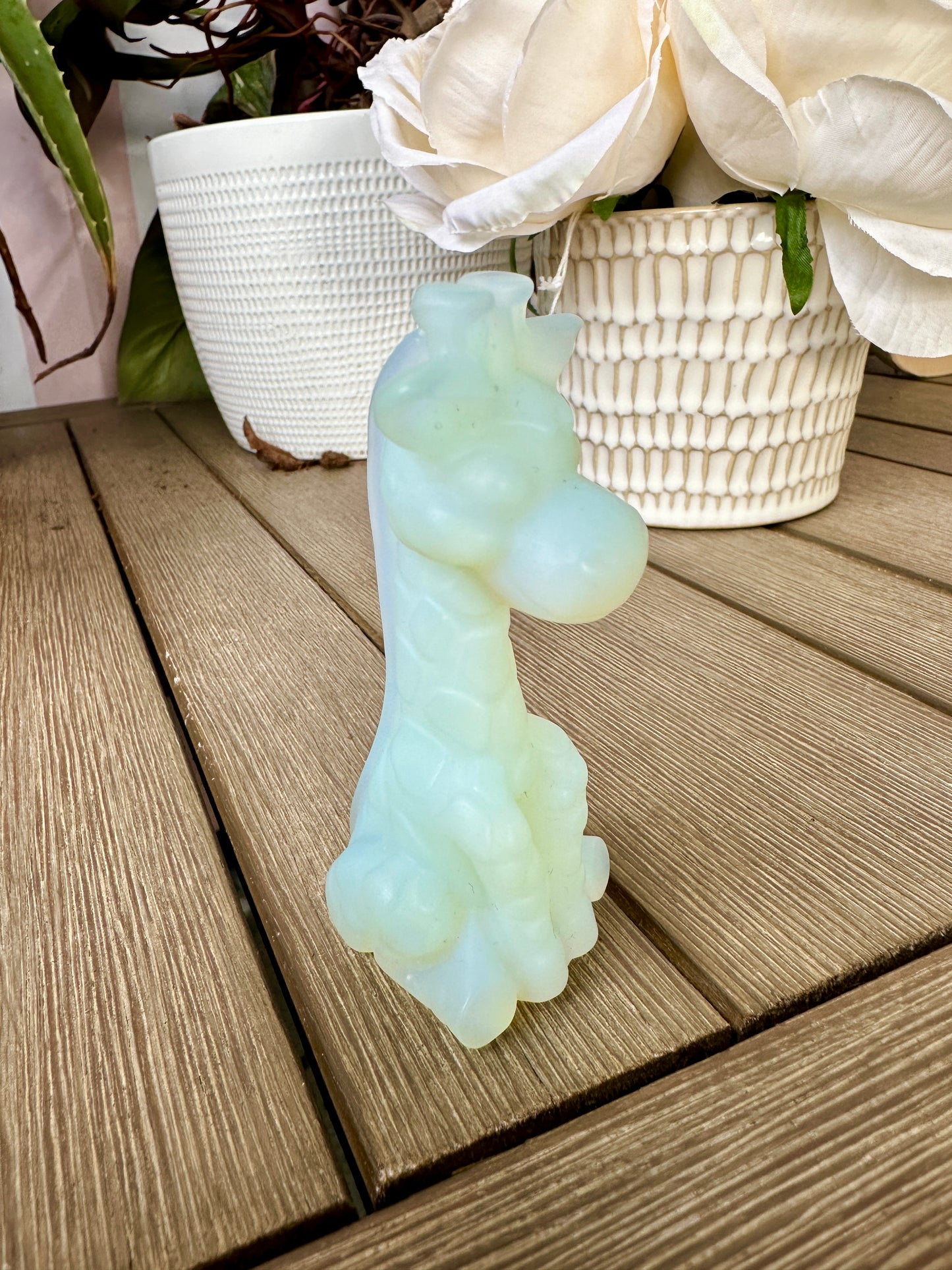 Opalite Giraffe Carving - Natural Gemstone Decor - Unique Healing Stone Sculpture - Elegant Boho Style Home Accent