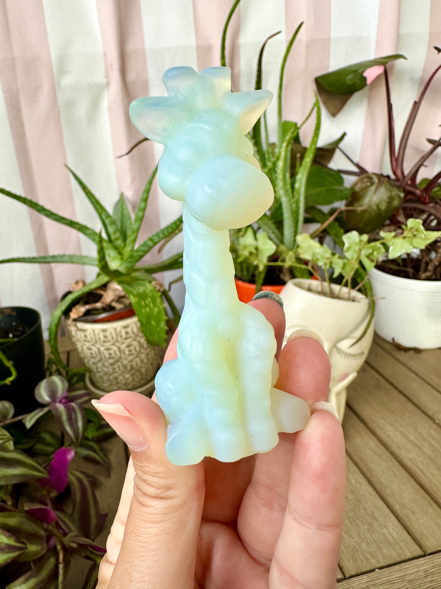 Opalite Giraffe Carving - Natural Gemstone Decor - Unique Healing Stone Sculpture - Elegant Boho Style Home Accent