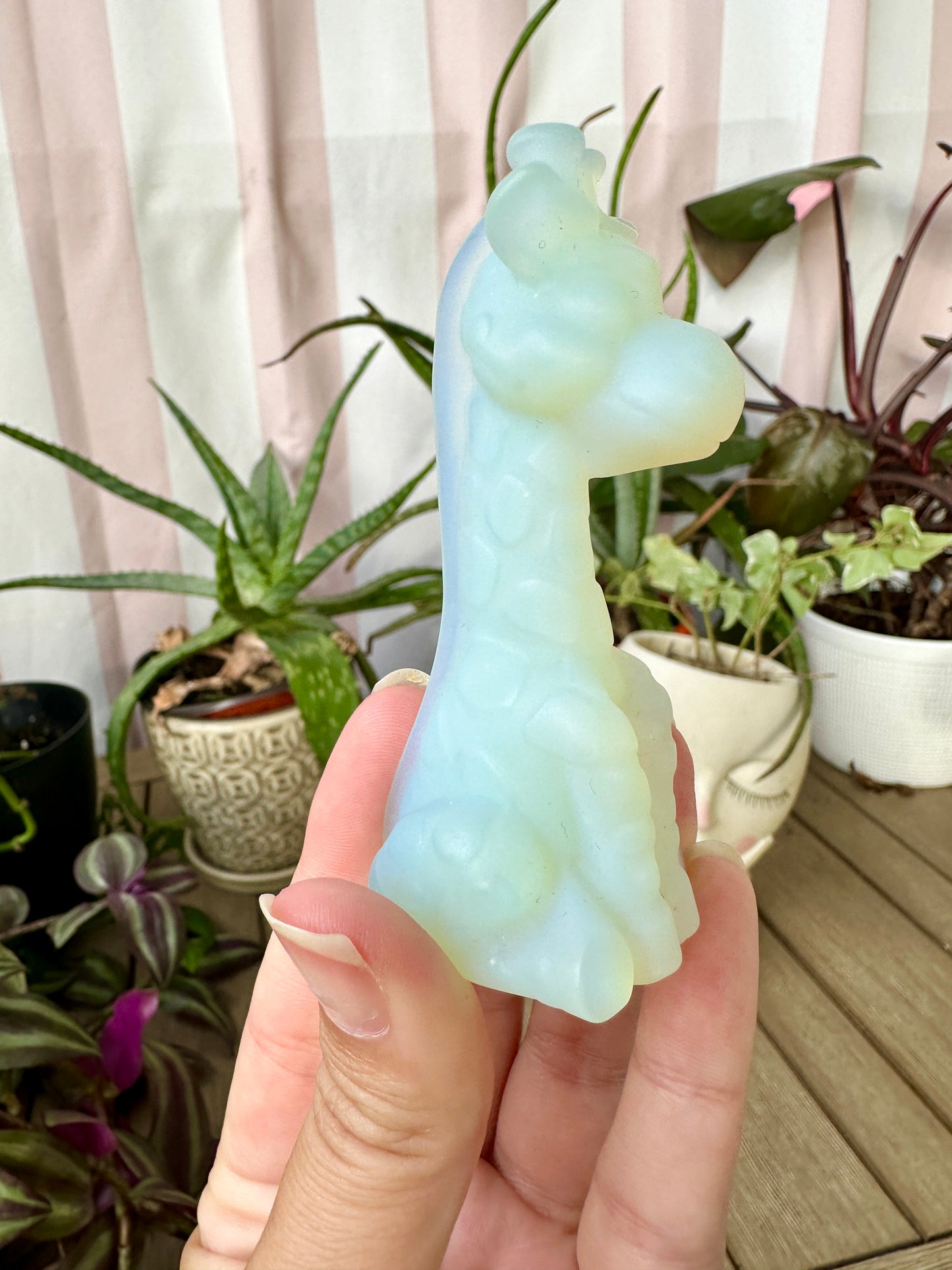 Opalite Giraffe Carving - Natural Gemstone Decor - Unique Healing Stone Sculpture - Elegant Boho Style Home Accent