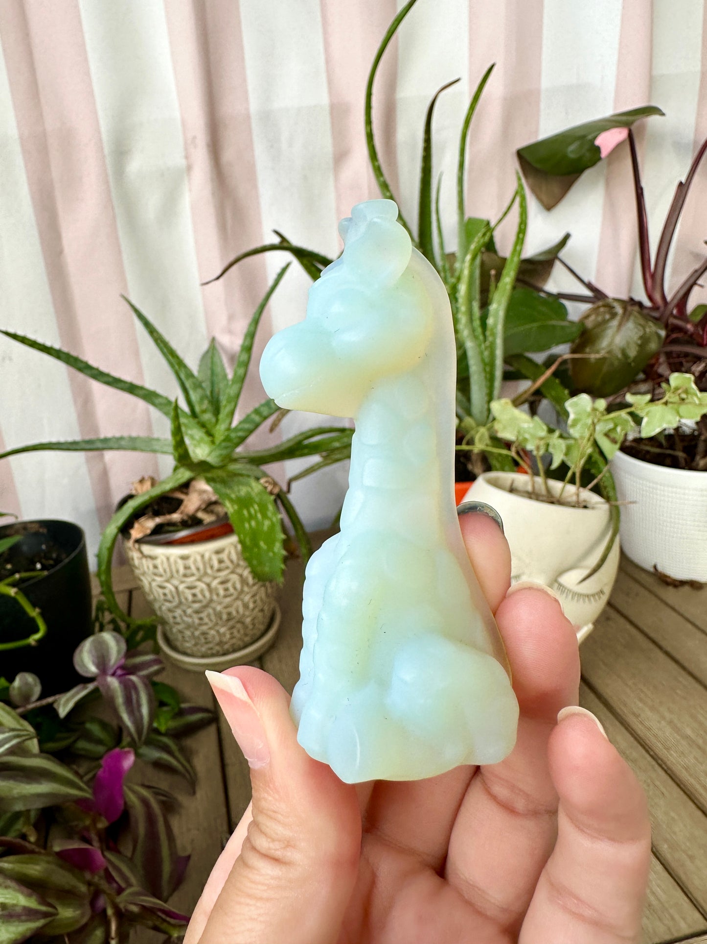 Opalite Giraffe Carving - Natural Gemstone Decor - Unique Healing Stone Sculpture - Elegant Boho Style Home Accent