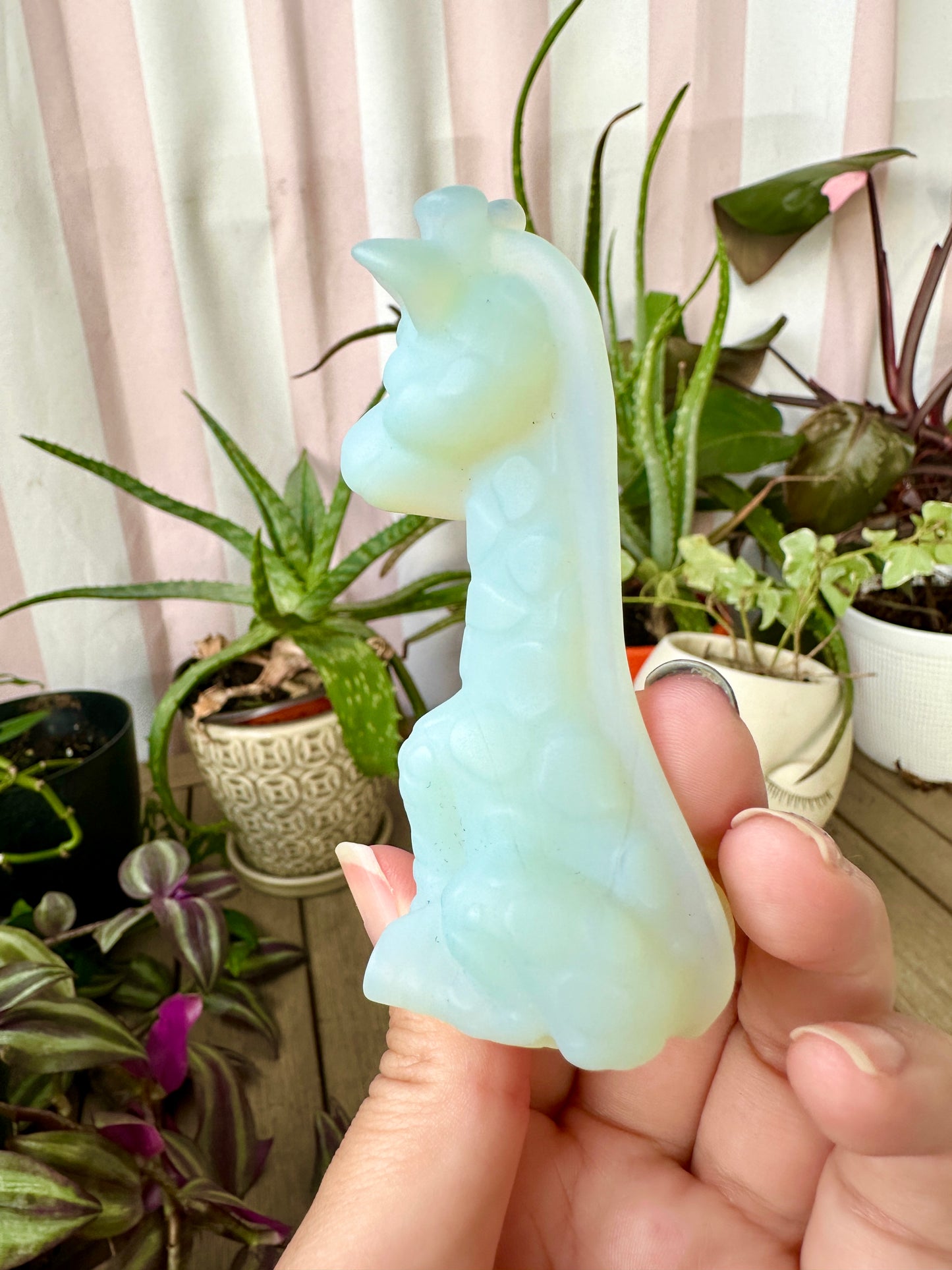 Opalite Giraffe Carving - Natural Gemstone Decor - Unique Healing Stone Sculpture - Elegant Boho Style Home Accent