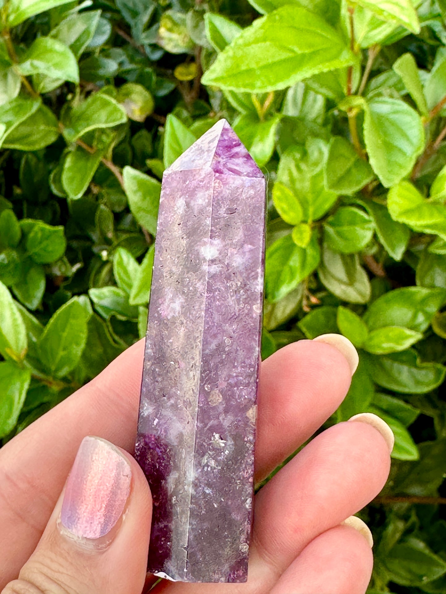 Gem Lepidolite Tower: Exquisite Purple Crystal Point, High-Quality Lepidolite Gemstone, Soothing Energy & Spiritual Decor Piece