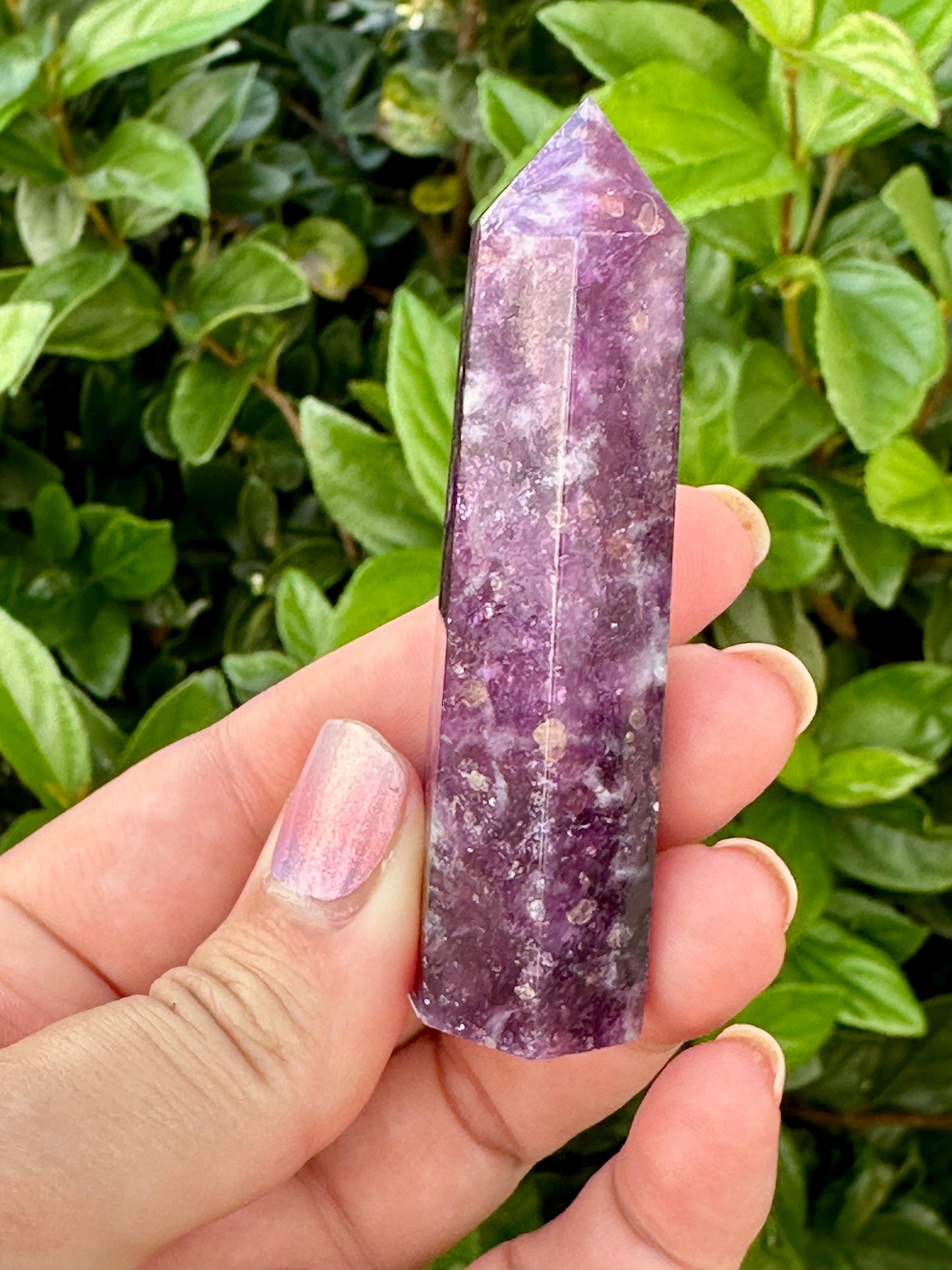 Gem Lepidolite Tower: Exquisite Purple Crystal Point, High-Quality Lepidolite Gemstone, Soothing Energy & Spiritual Decor Piece