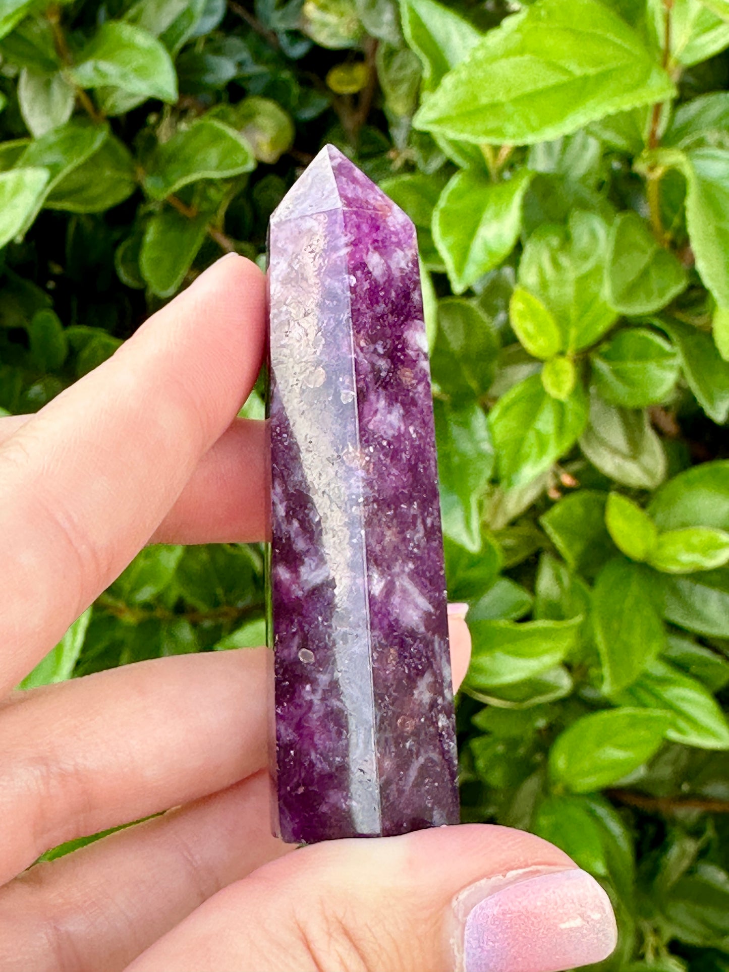 Gem Lepidolite Tower: Exquisite Purple Crystal Point, High-Quality Lepidolite Gemstone, Soothing Energy & Spiritual Decor Piece