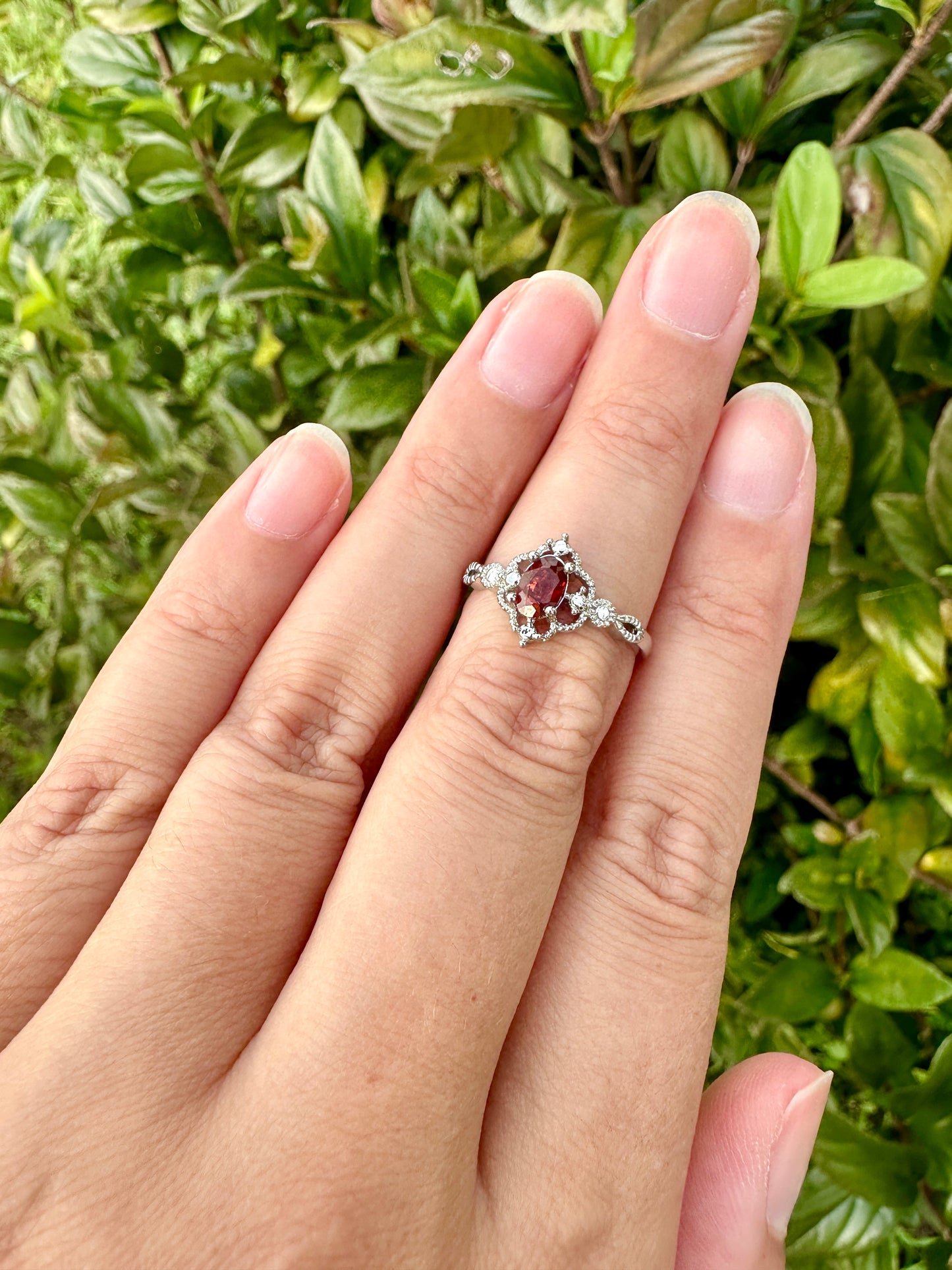 Adjustable Garnet Ring - Natural Gemstone Jewelry - Elegant Boho Style Statement Ring - Unique Gift for Her