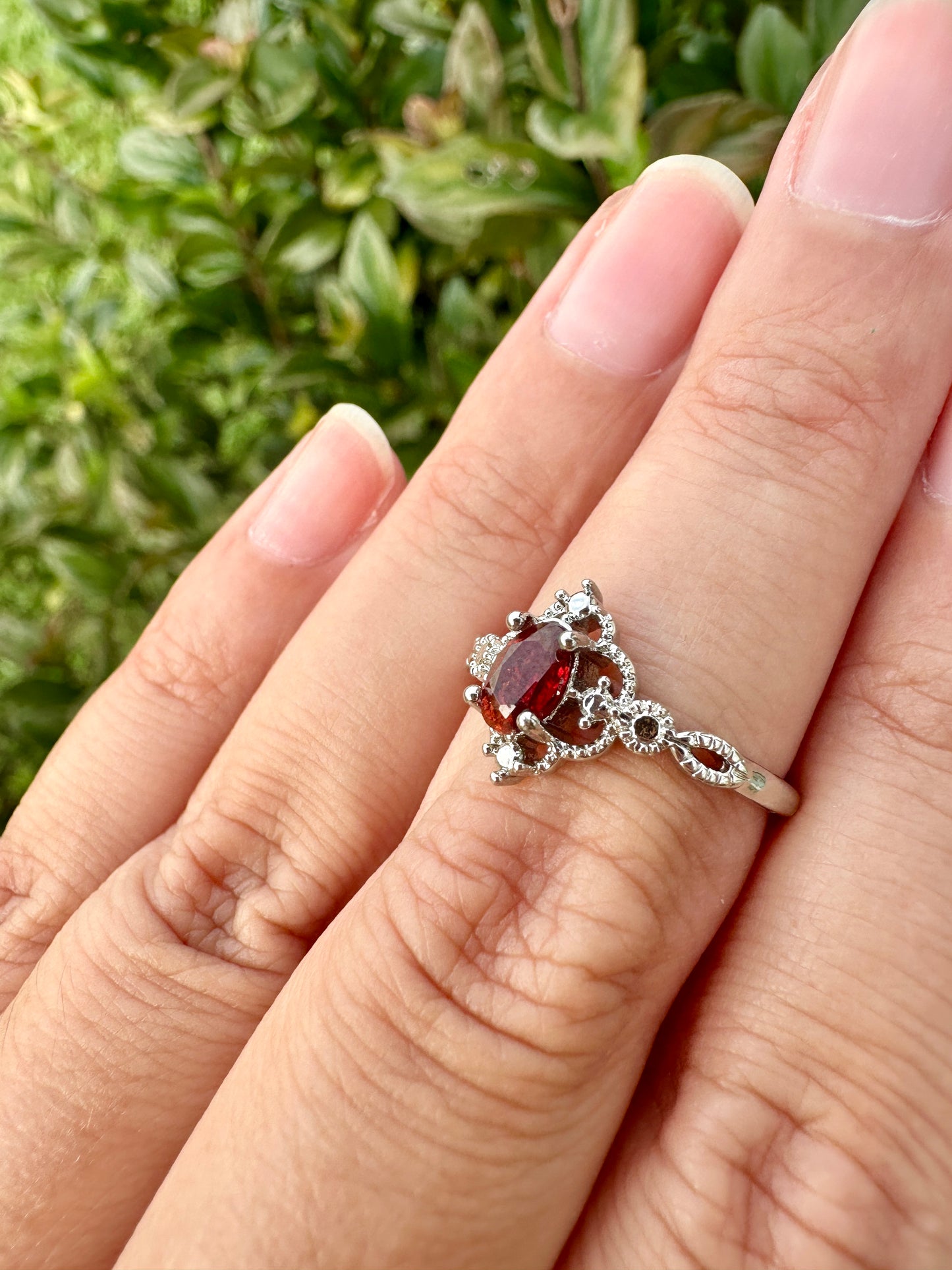 Adjustable Garnet Ring - Natural Gemstone Jewelry - Elegant Boho Style Statement Ring - Unique Gift for Her