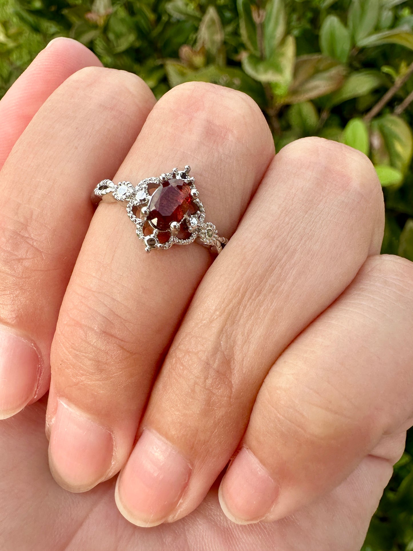 Adjustable Garnet Ring - Natural Gemstone Jewelry - Elegant Boho Style Statement Ring - Unique Gift for Her