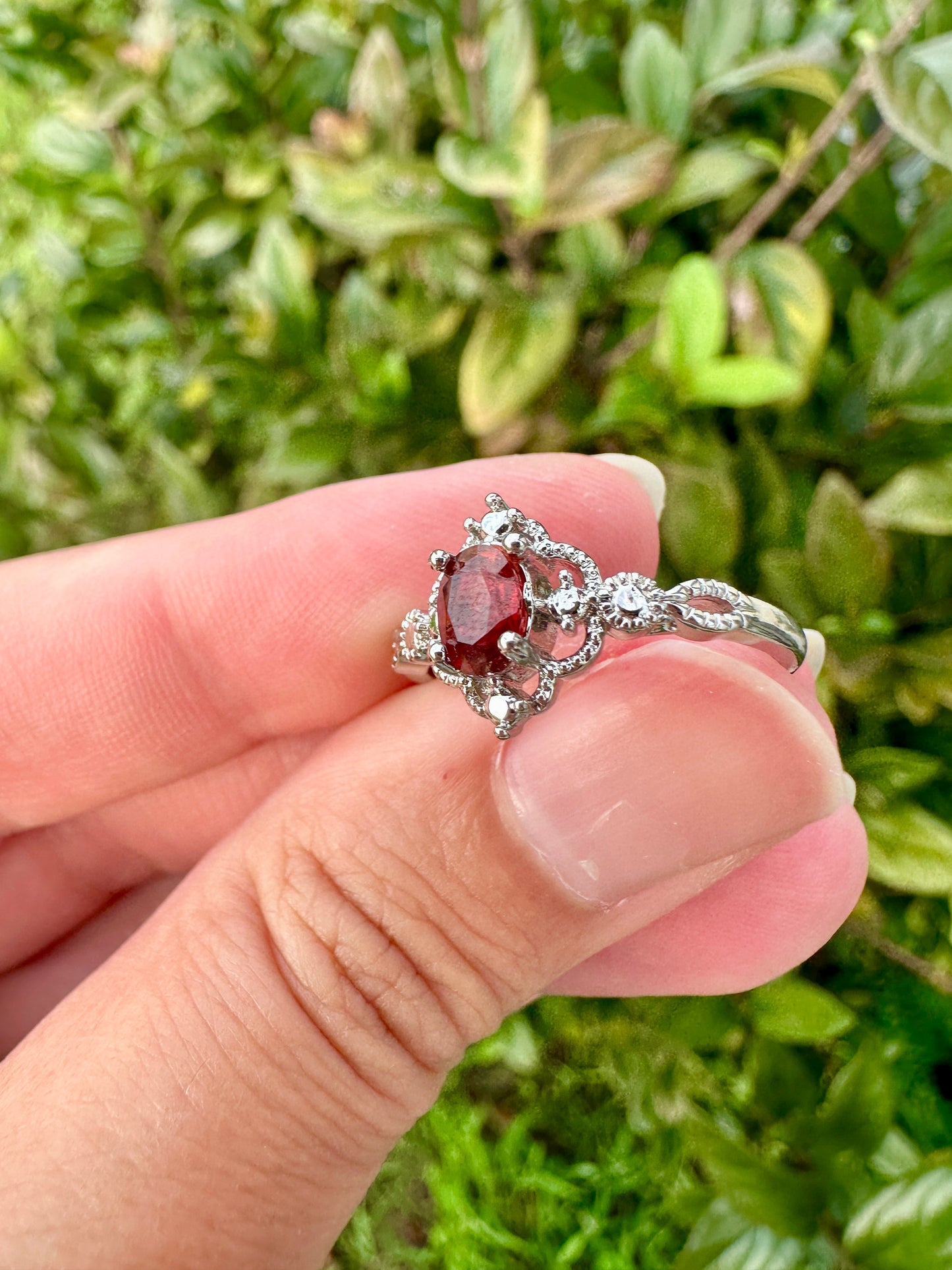 Adjustable Garnet Ring - Natural Gemstone Jewelry - Elegant Boho Style Statement Ring - Unique Gift for Her