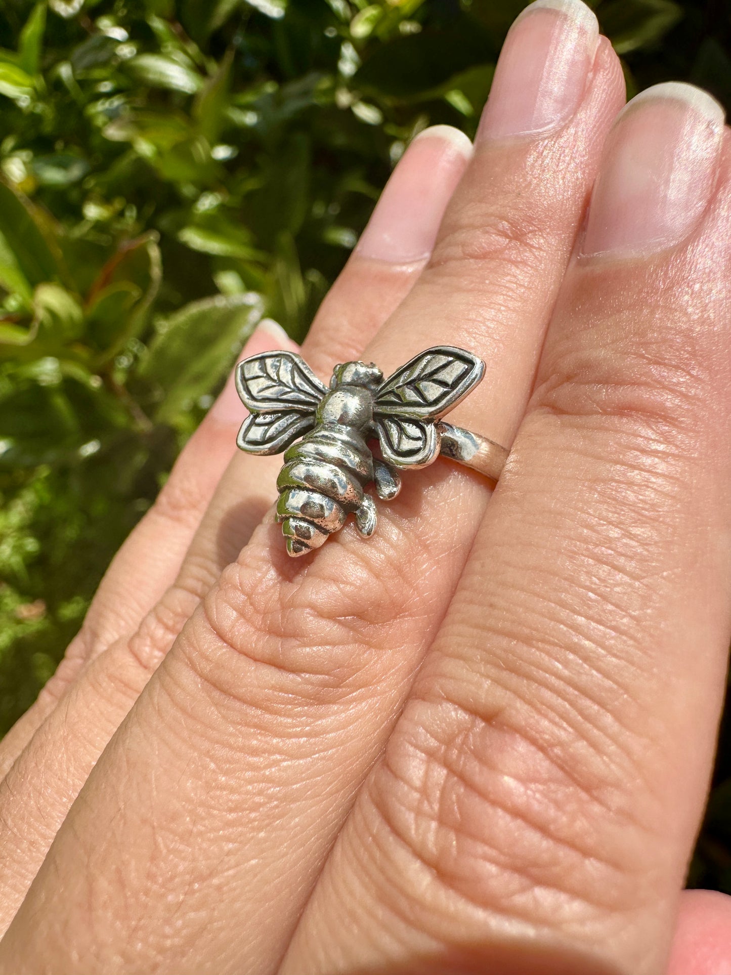 Sterling Silver Bee Ring Size 6.5 - Nature-Inspired Jewelry - Elegant Boho Style Statement Ring - Unique Gift for Her