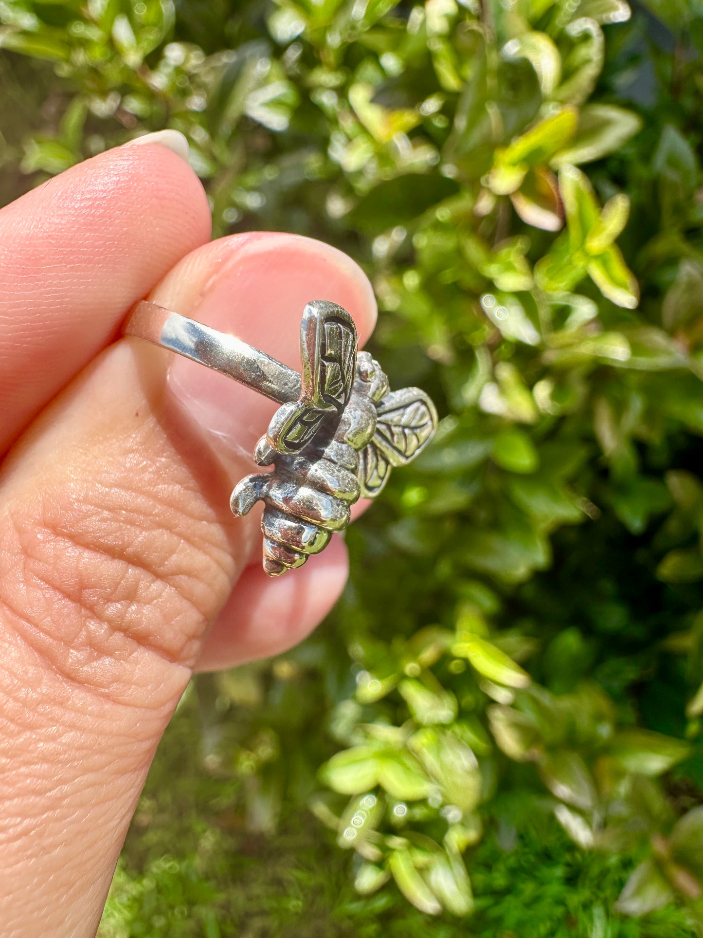 Sterling Silver Bee Ring Size 6.5 - Nature-Inspired Jewelry - Elegant Boho Style Statement Ring - Unique Gift for Her