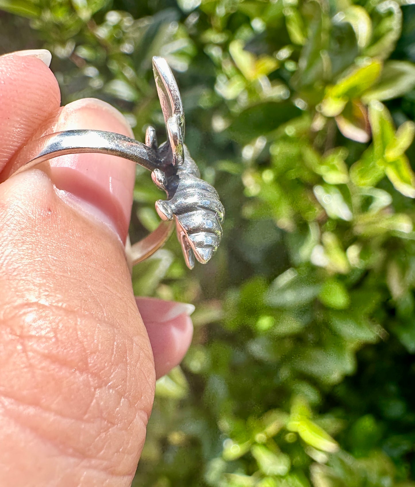 Sterling Silver Bee Ring Size 6.5 - Nature-Inspired Jewelry - Elegant Boho Style Statement Ring - Unique Gift for Her