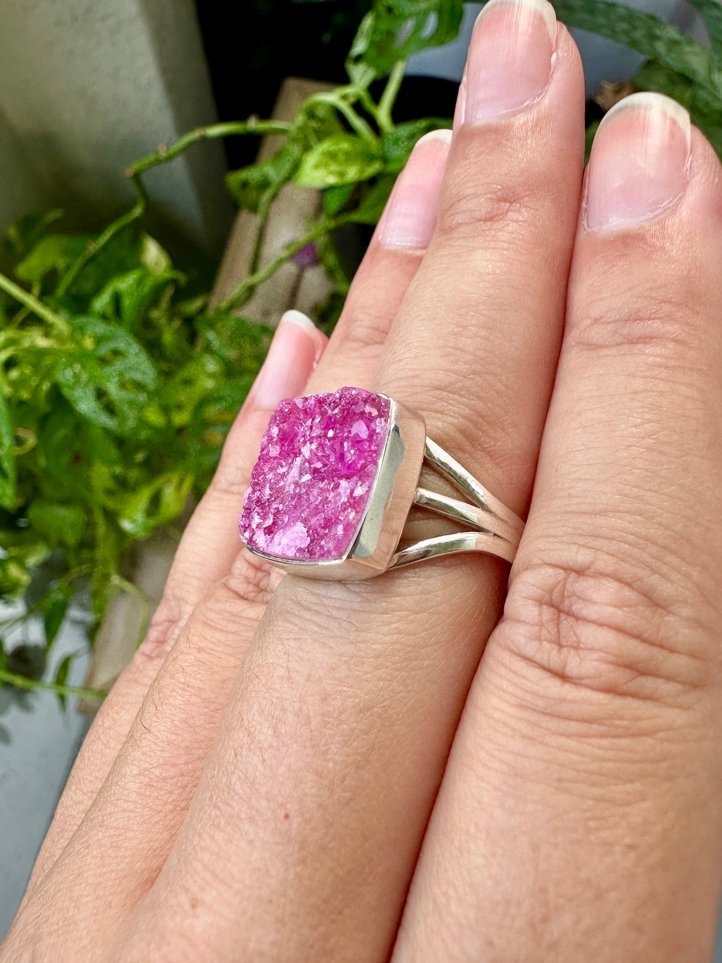 Cobaltoan Calcite Sterling Silver Ring Size 9.25 - Vibrant Pink Gemstone Jewelry for Love and Healing, Elegant Accessory