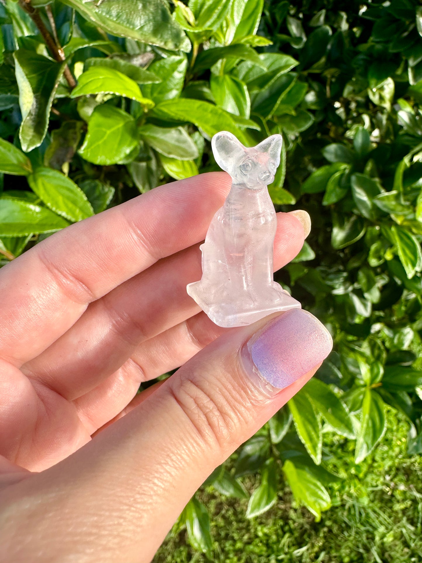 Rose Quartz Sphinx Cat Carving: Enchanting Handcrafted Figurine, Symbolizing Love and Serenity, Perfect for Healing and Home Decor