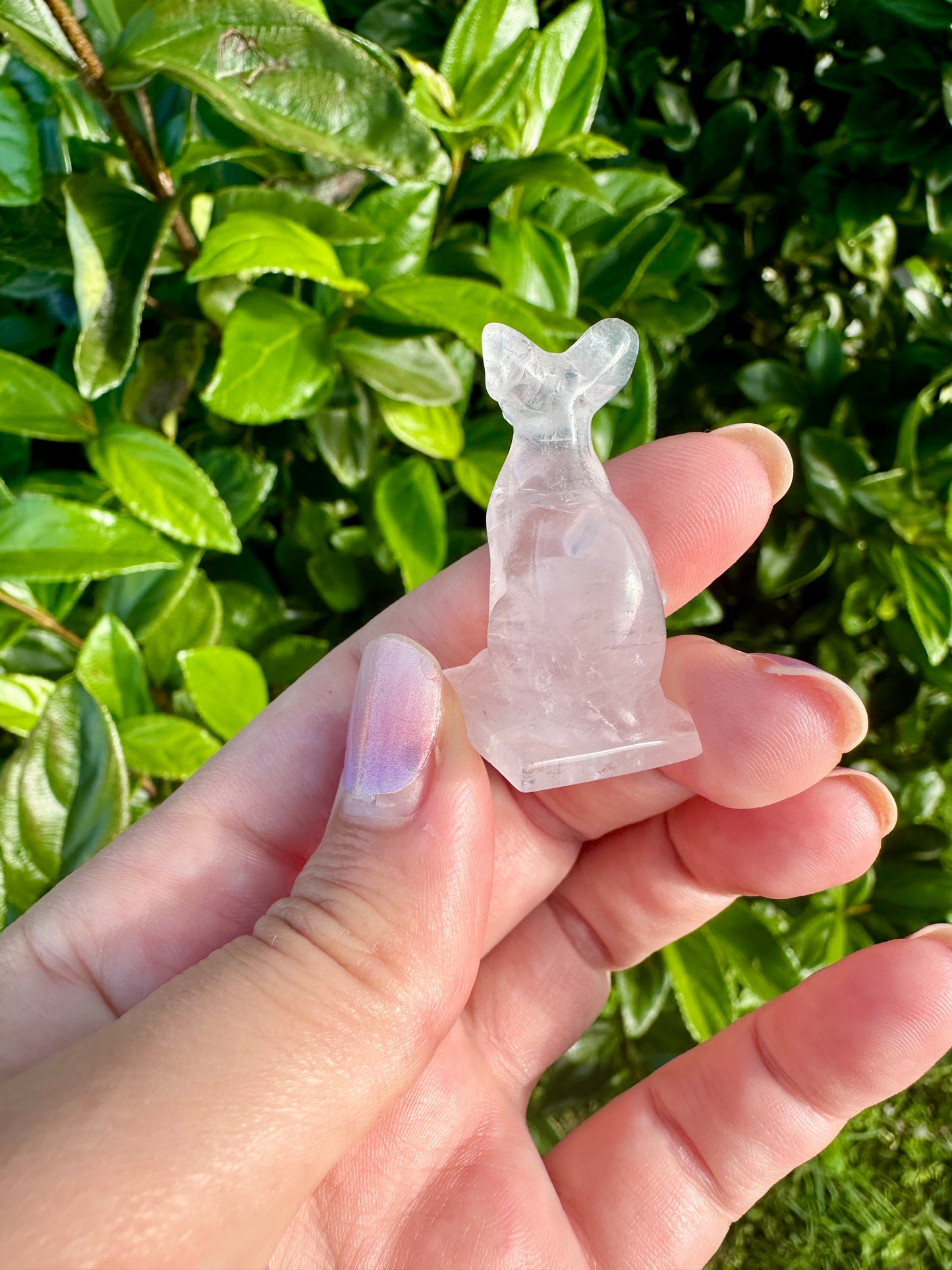 Rose Quartz Sphinx Cat Carving: Enchanting Handcrafted Figurine, Symbolizing Love and Serenity, Perfect for Healing and Home Decor