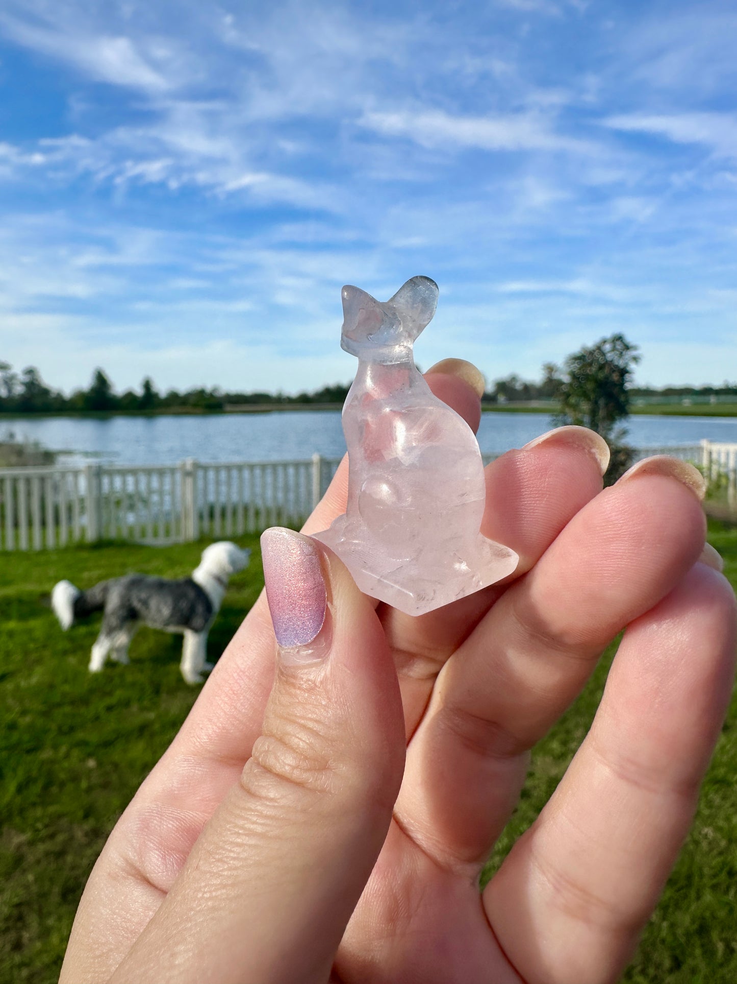 Rose Quartz Sphinx Cat Carving: Enchanting Handcrafted Figurine, Symbolizing Love and Serenity, Perfect for Healing and Home Decor