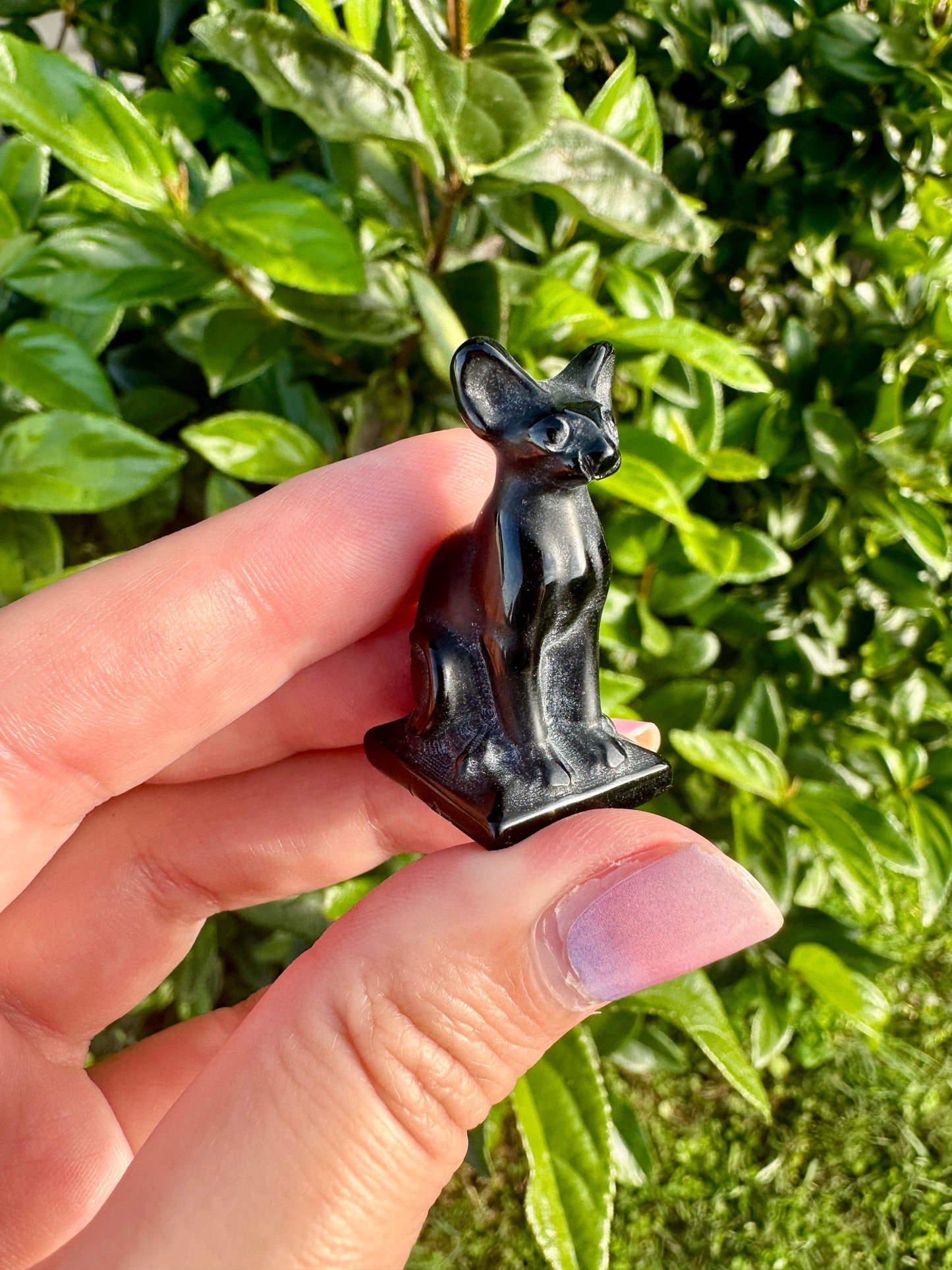 Black Obsidian Sphinx Cat Carving: Mystical Handmade Figurine, Protector of Energy and Guardian of Secrets, Ideal for Home and Spiritual Use