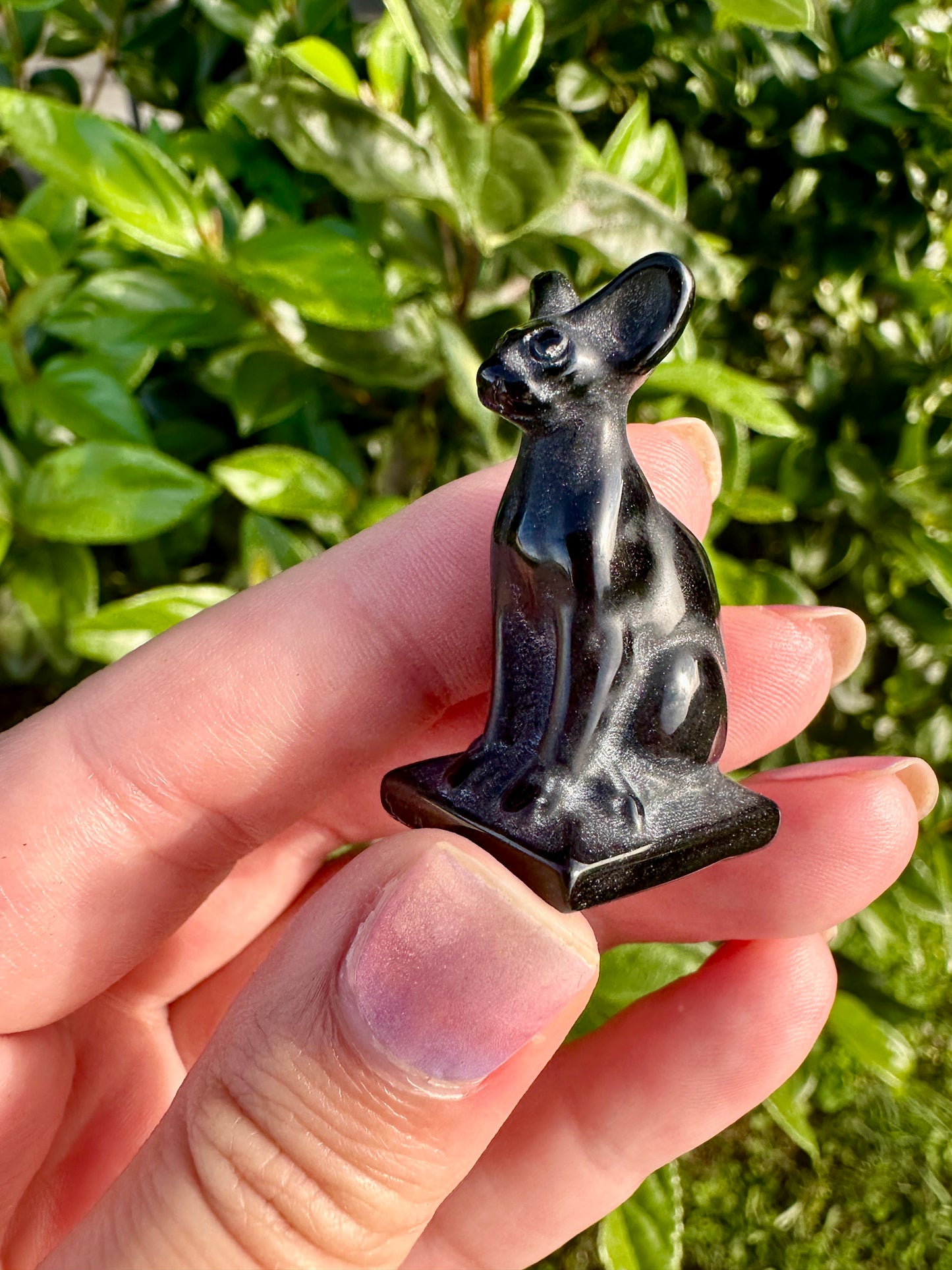 Black Obsidian Sphinx Cat Carving: Mystical Handmade Figurine, Protector of Energy and Guardian of Secrets, Ideal for Home and Spiritual Use