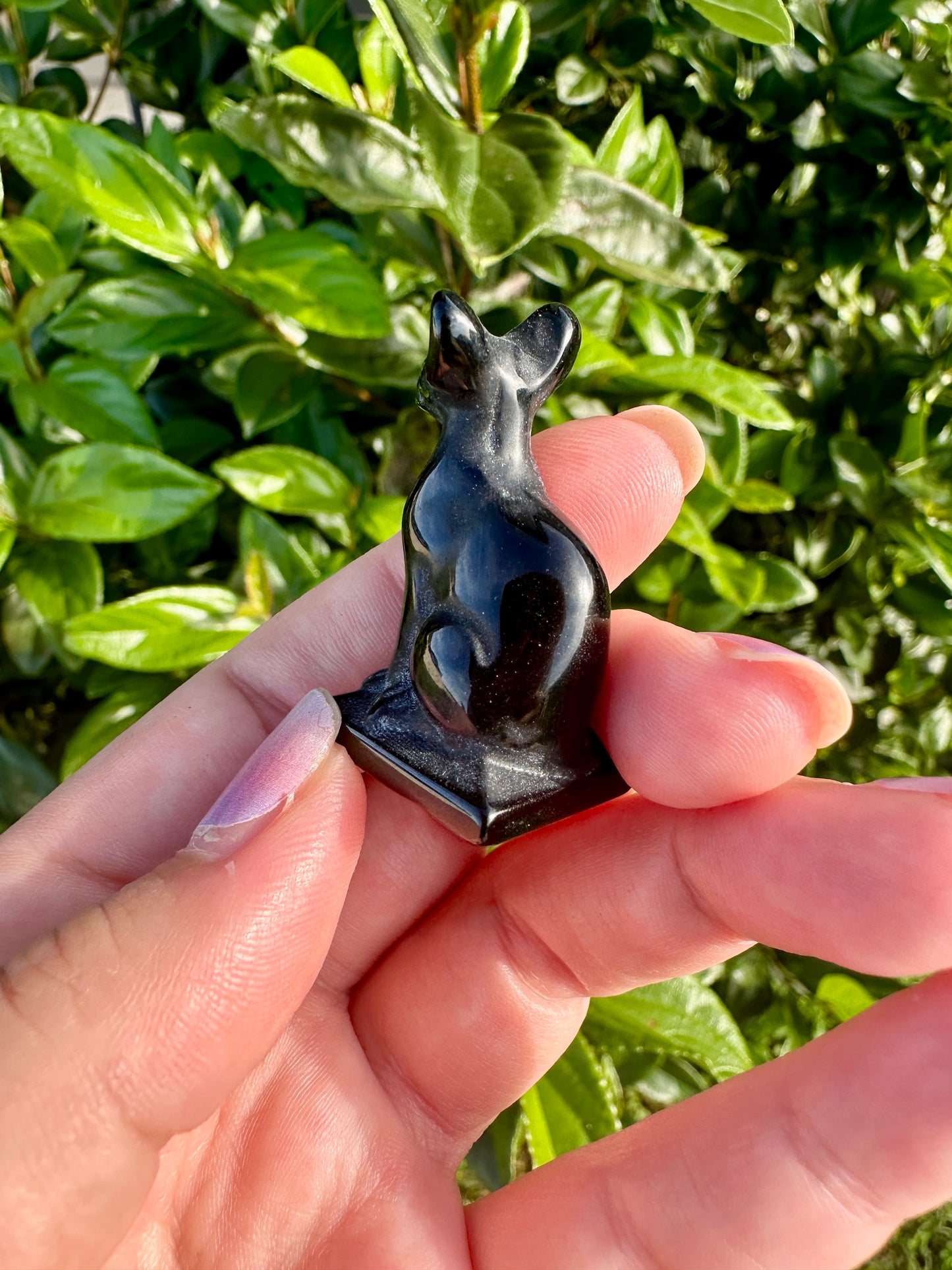 Black Obsidian Sphinx Cat Carving: Mystical Handmade Figurine, Protector of Energy and Guardian of Secrets, Ideal for Home and Spiritual Use