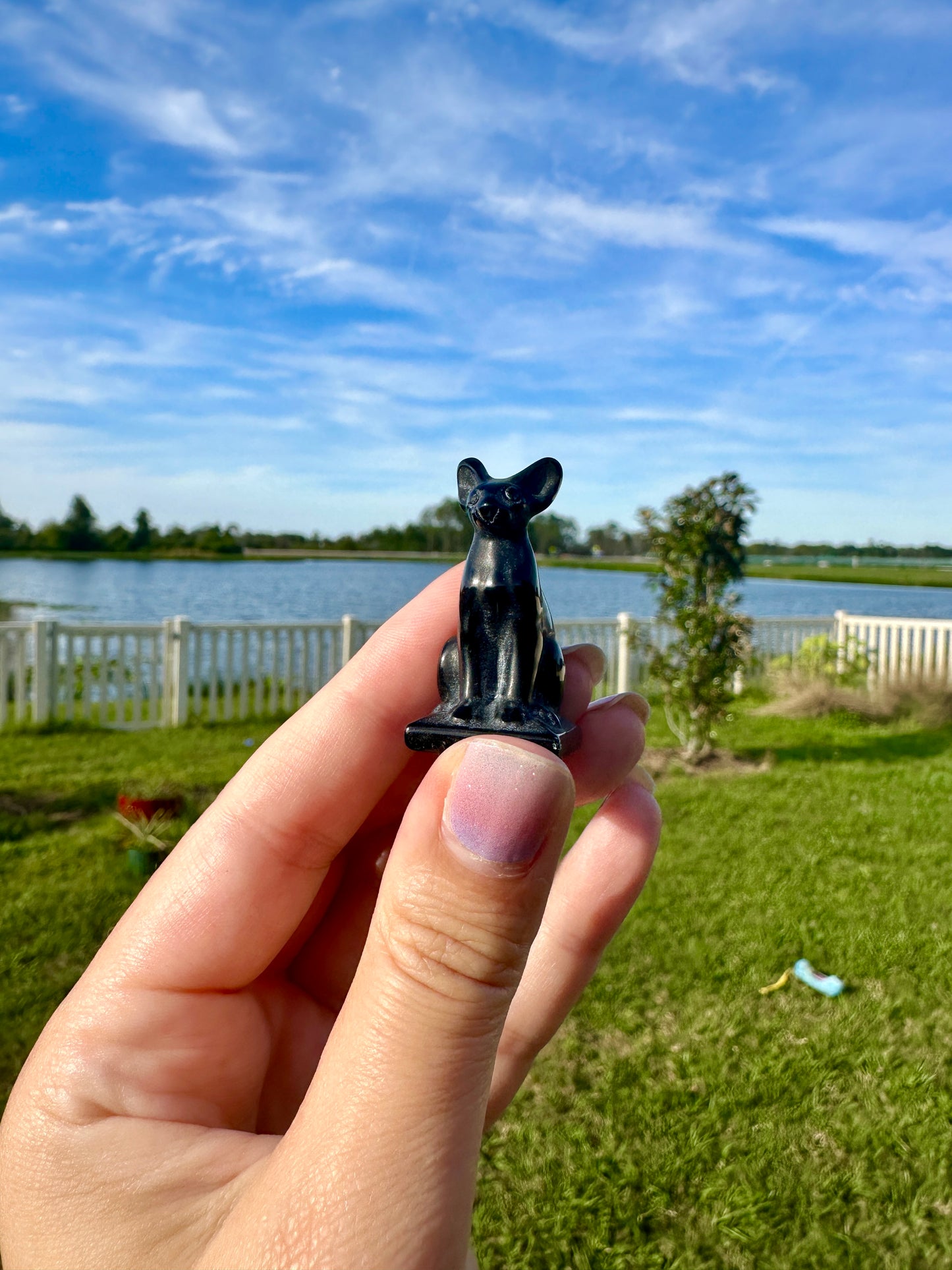 Black Obsidian Sphinx Cat Carving: Mystical Handmade Figurine, Protector of Energy and Guardian of Secrets, Ideal for Home and Spiritual Use