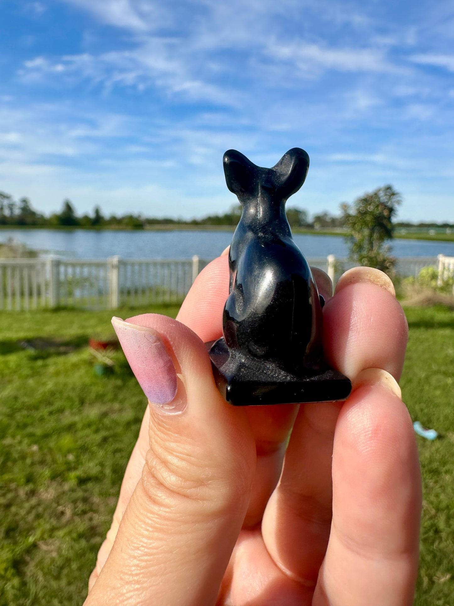 Black Obsidian Sphinx Cat Carving: Mystical Handmade Figurine, Protector of Energy and Guardian of Secrets, Ideal for Home and Spiritual Use