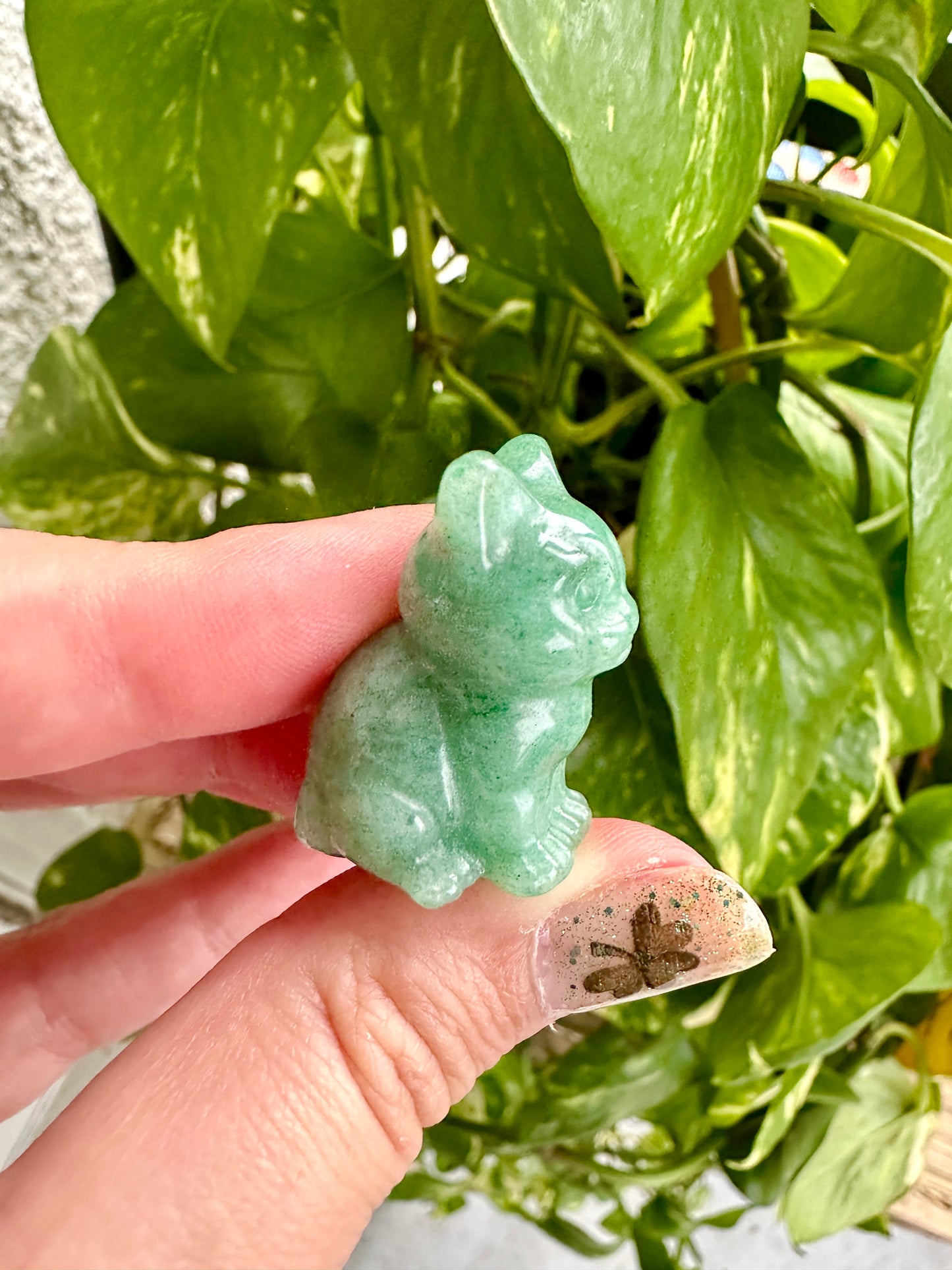 Exquisite Green Aventurine Cat Carving - Perfect for Healing, Home Decor, and Unique Gift Ideas, Embrace Nature-Inspired Elegance