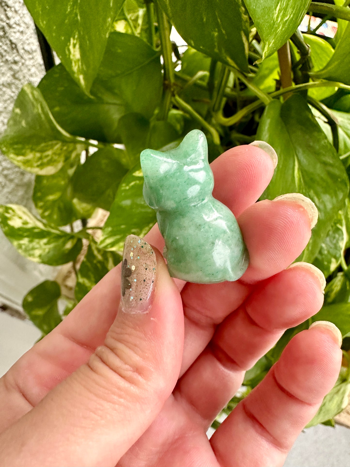 Exquisite Green Aventurine Cat Carving - Perfect for Healing, Home Decor, and Unique Gift Ideas, Embrace Nature-Inspired Elegance