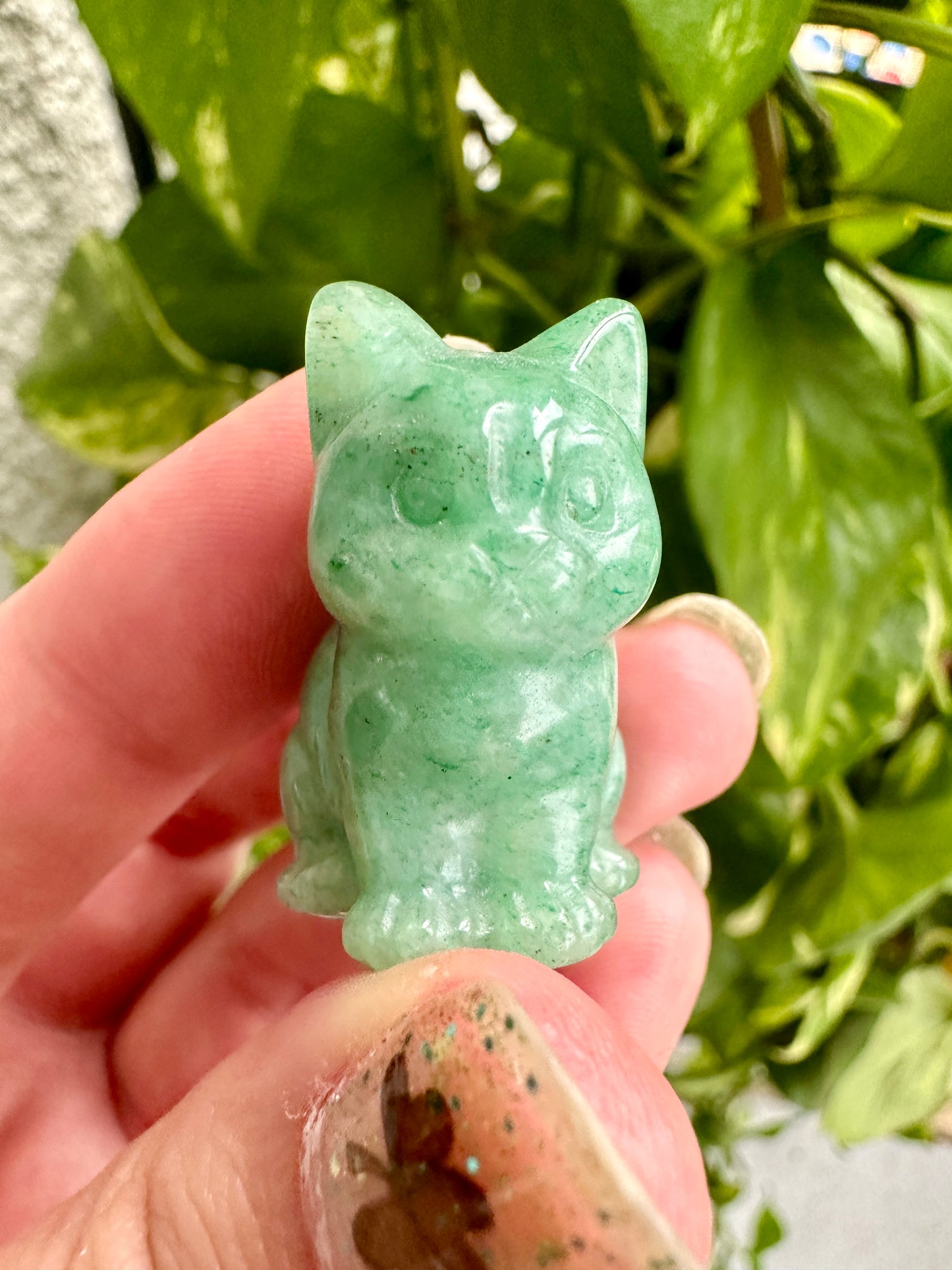 Exquisite Green Aventurine Cat Carving - Perfect for Healing, Home Decor, and Unique Gift Ideas, Embrace Nature-Inspired Elegance