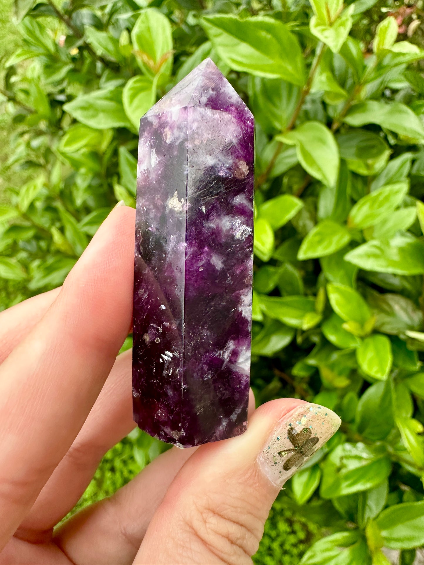Gem Lepidolite Tower: Exquisite Purple Crystal Point, High-Quality Lepidolite Gemstone, Soothing Energy & Spiritual Decor Piece