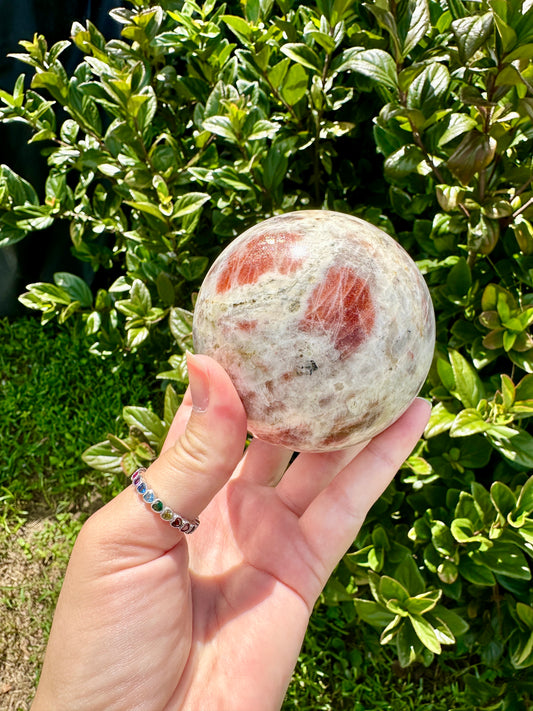 Natural Sunstone Sphere Crystal Ball, Polished Healing Sunstone Orb, Meditation Energy Gemstone, Sunstone Decorative Sphere, Home Decor Crystal Ball